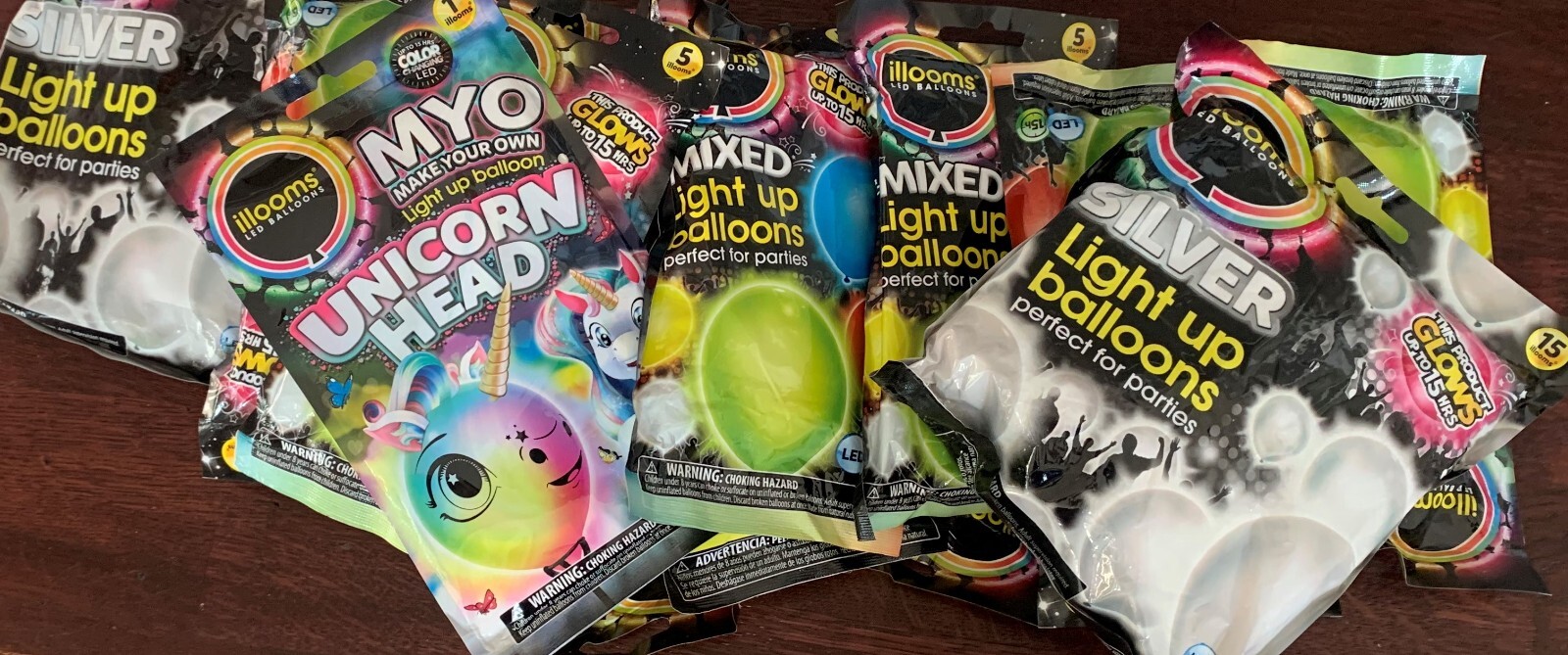 big lot of 64 various Balloons Unicorn Head/Silver and mixed solid color Glows
