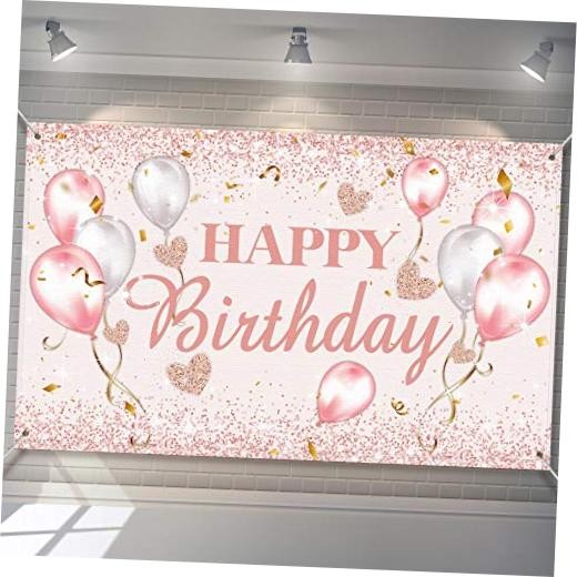 Pink and Rose Gold Happy Birthday Party Decorations Supplies Birthday Party