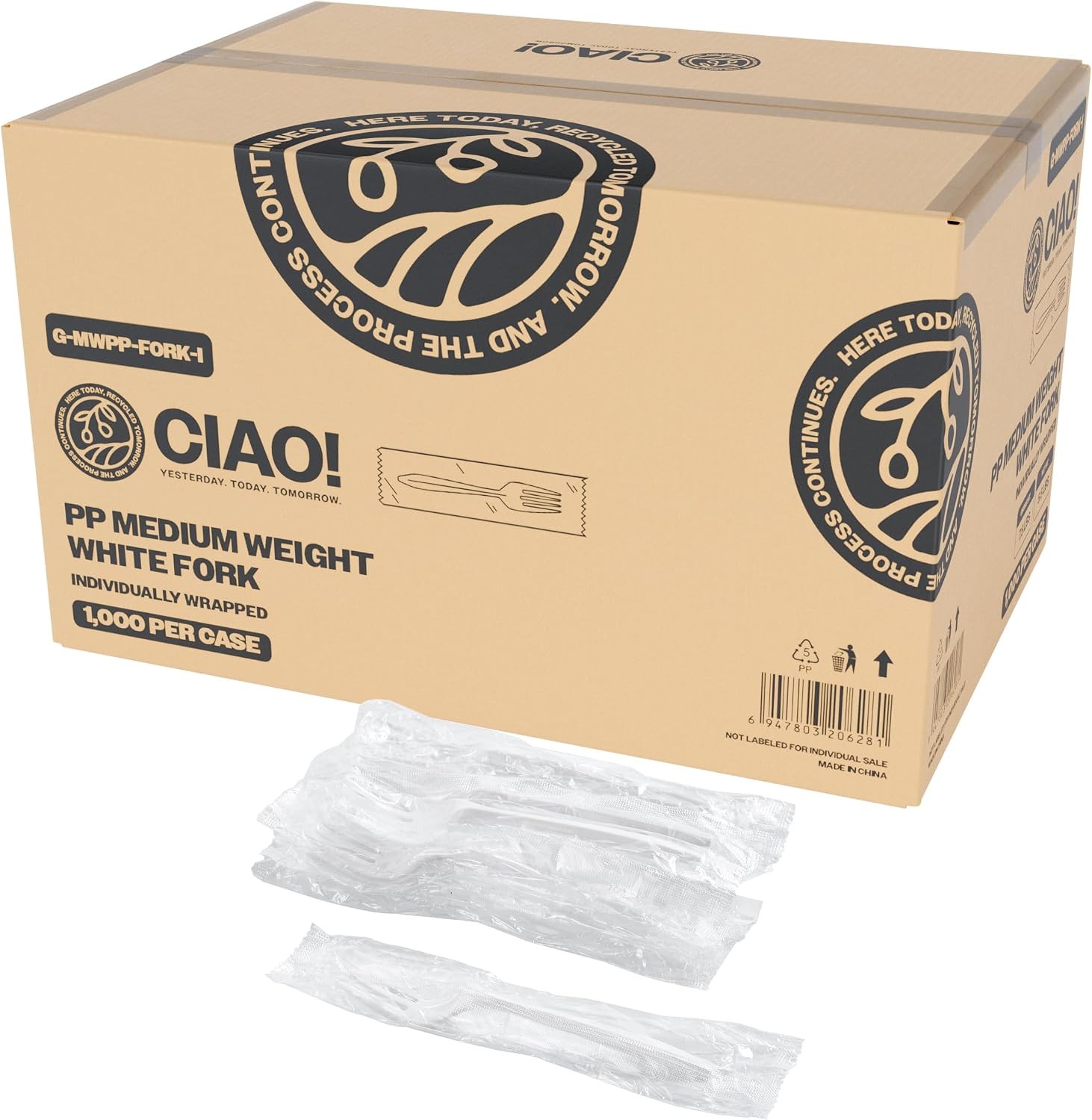 5.8″ Medium Weight Disposable White Fork Polypropylene Individually Wrapped