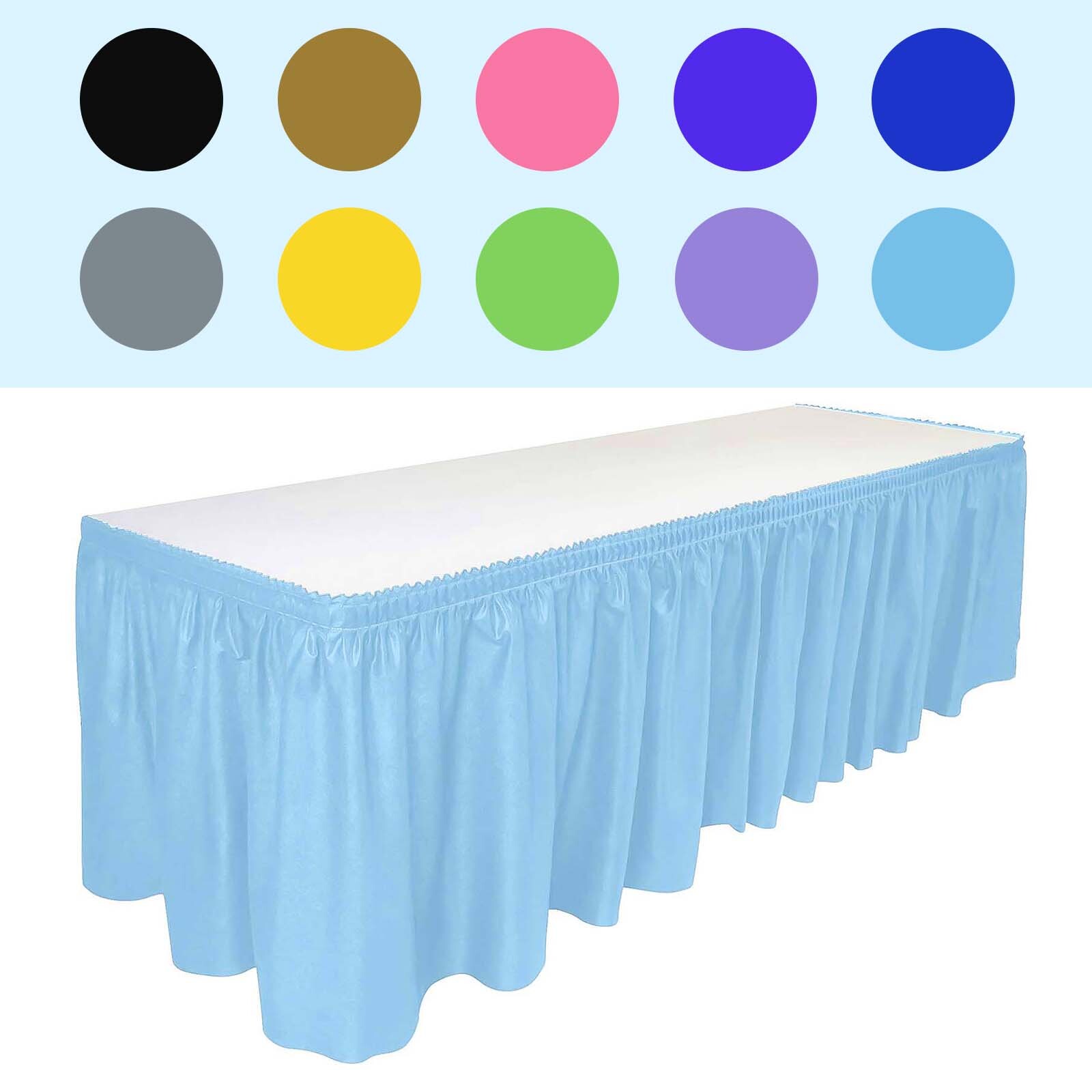 Plastic Table Skirt 29″x14ft for Rectangle Tables Disposable/Reusable BPA Free