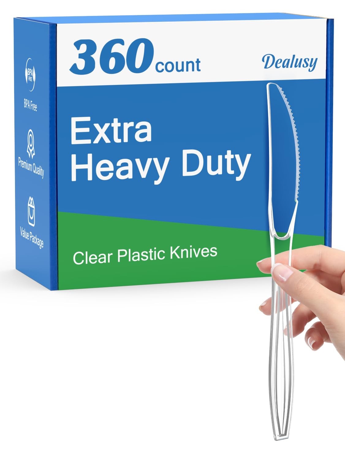360 Count Extra Heavy Duty Clear Plastic Knives Disposable, BPA-Free, Heat Re…