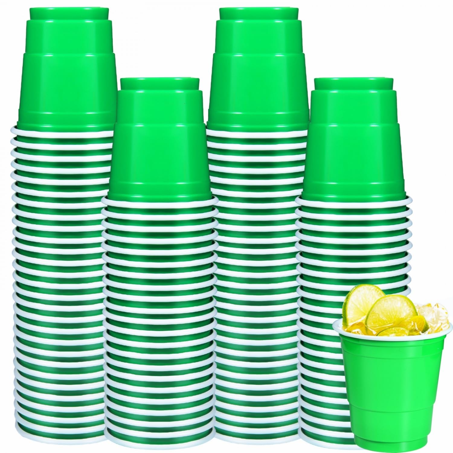 100 Pack 2 oz Plastic Shot Glasses Disposable Shot Cups, Mini 2oz Party Green