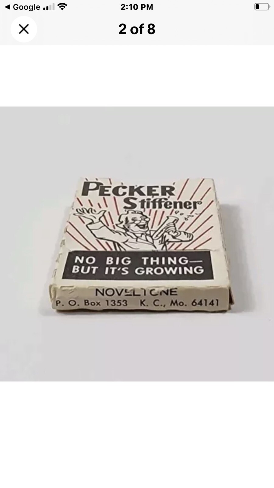 Vintage 1960’s Joke Gag Cover Pecker Stiffener Noveltone Adult Party Novelty