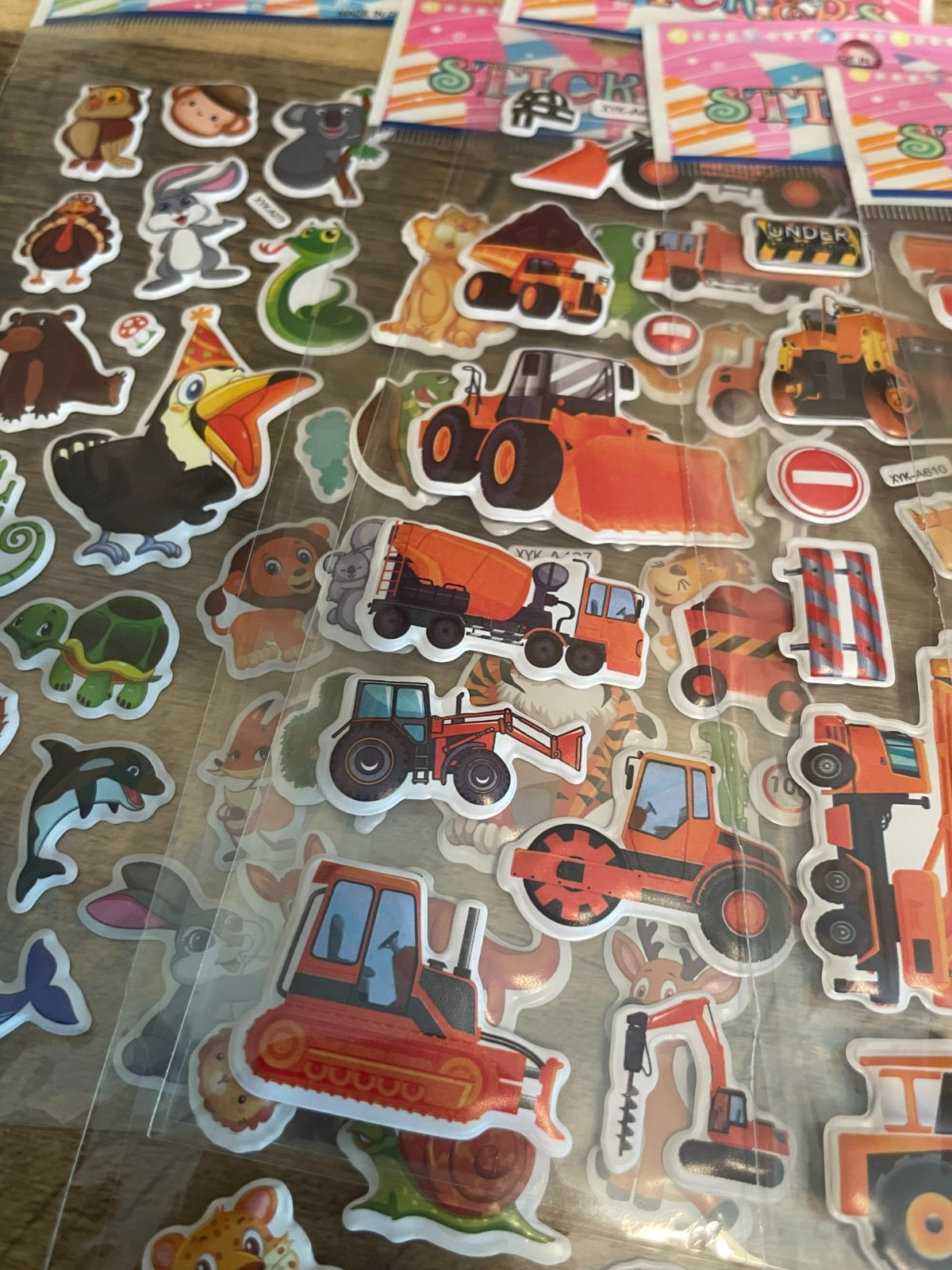 12 PK Party Favors Kids Coloring Books Stickers & Crayons Construction Vehicles