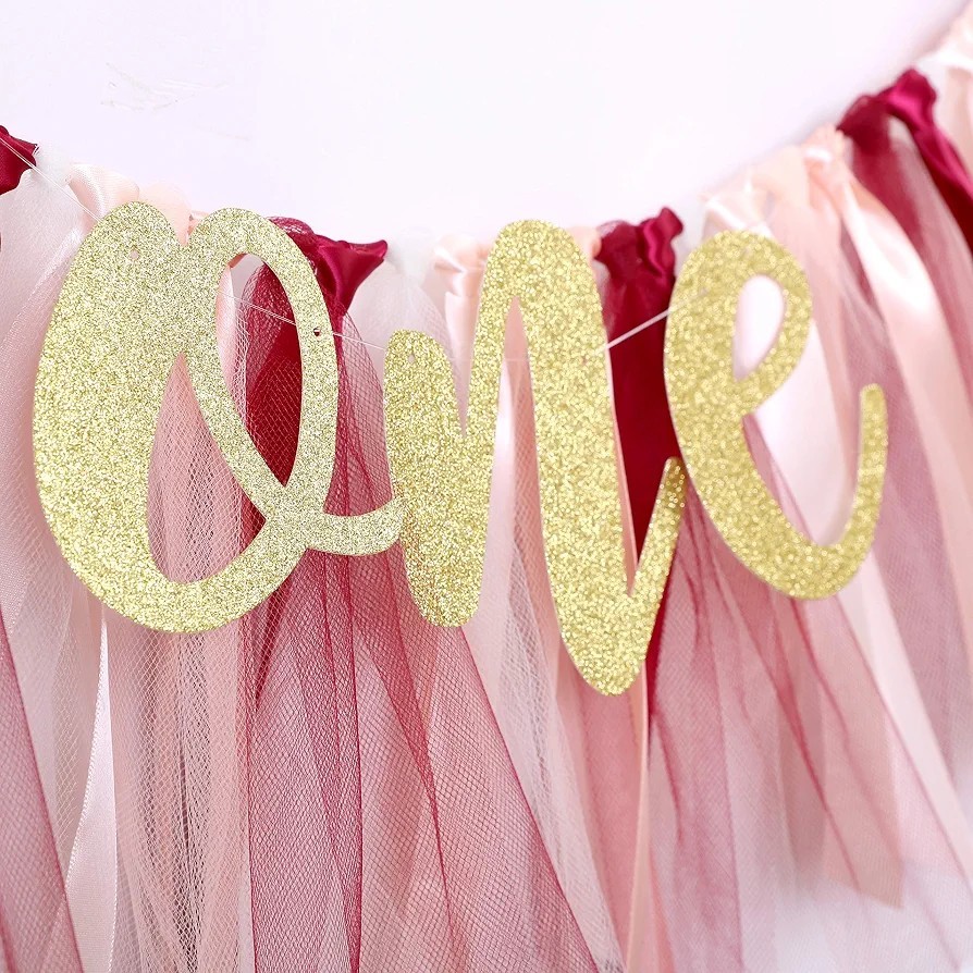 Tutu 1st Birthday Banner – Highchair Decoration, Tulle Garland