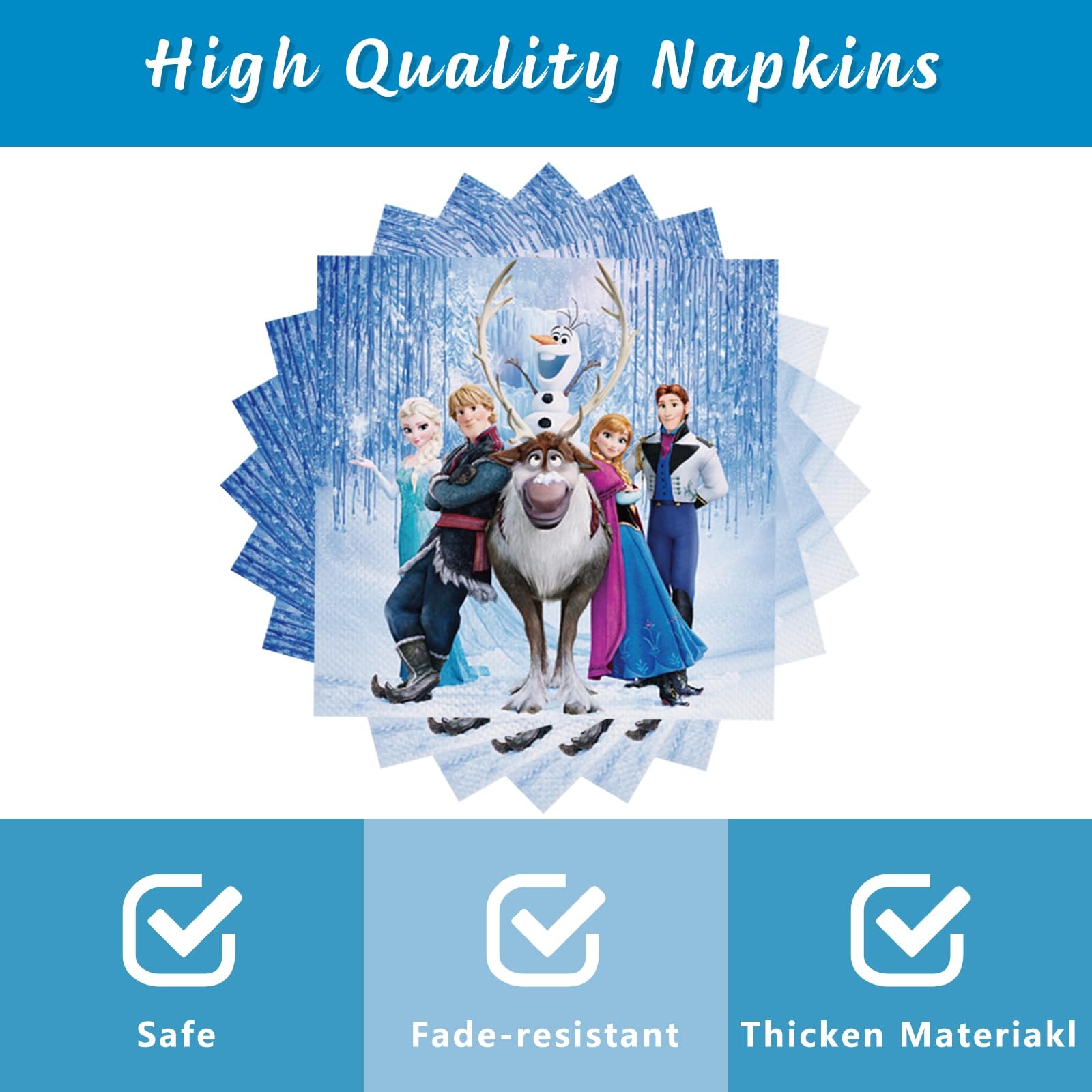 VAYNEIOJOY Frozen Birthday Party Supplies 120pcs Disposable Frozen Paper Plates