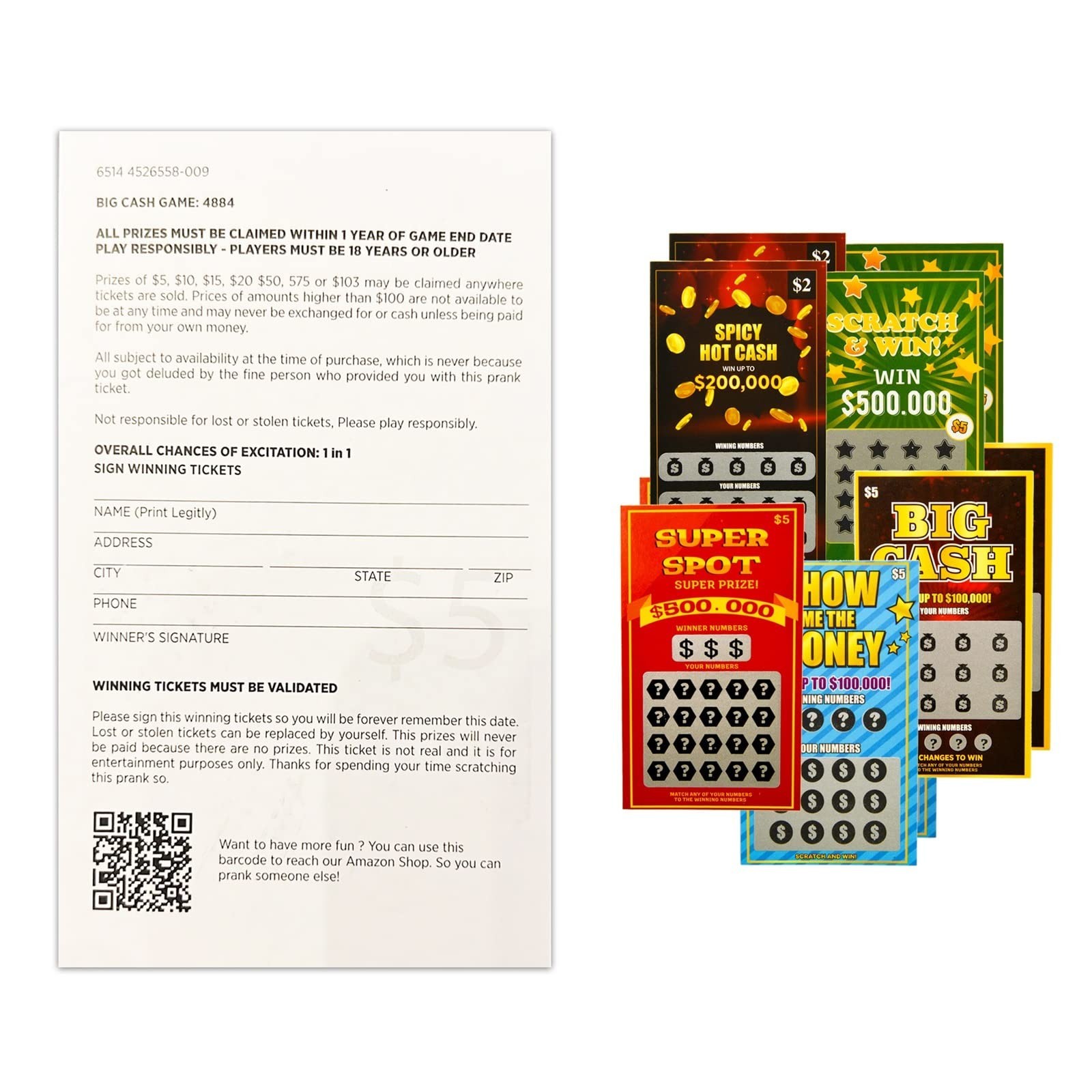 10 Fake Lottery Tickets – Hilarious Scratch Off Cards Prank – Win $500K, $200K,