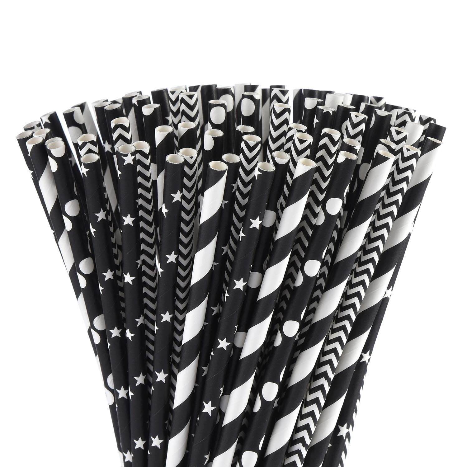 ALINK Biodegradable Black Paper Straws, 100 100 Count (Pack of 1),