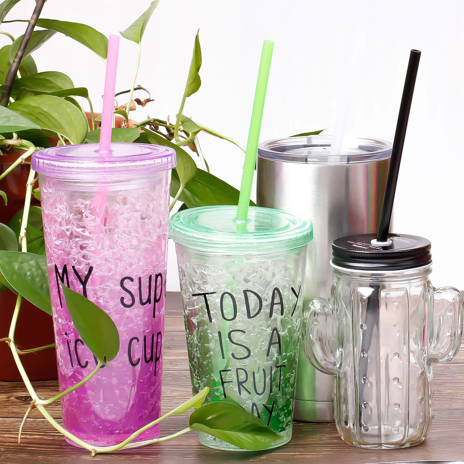12 Piece 11 Inch Reusable Plastic Thick Drinking Straws BPA Free Mason Jar Straw