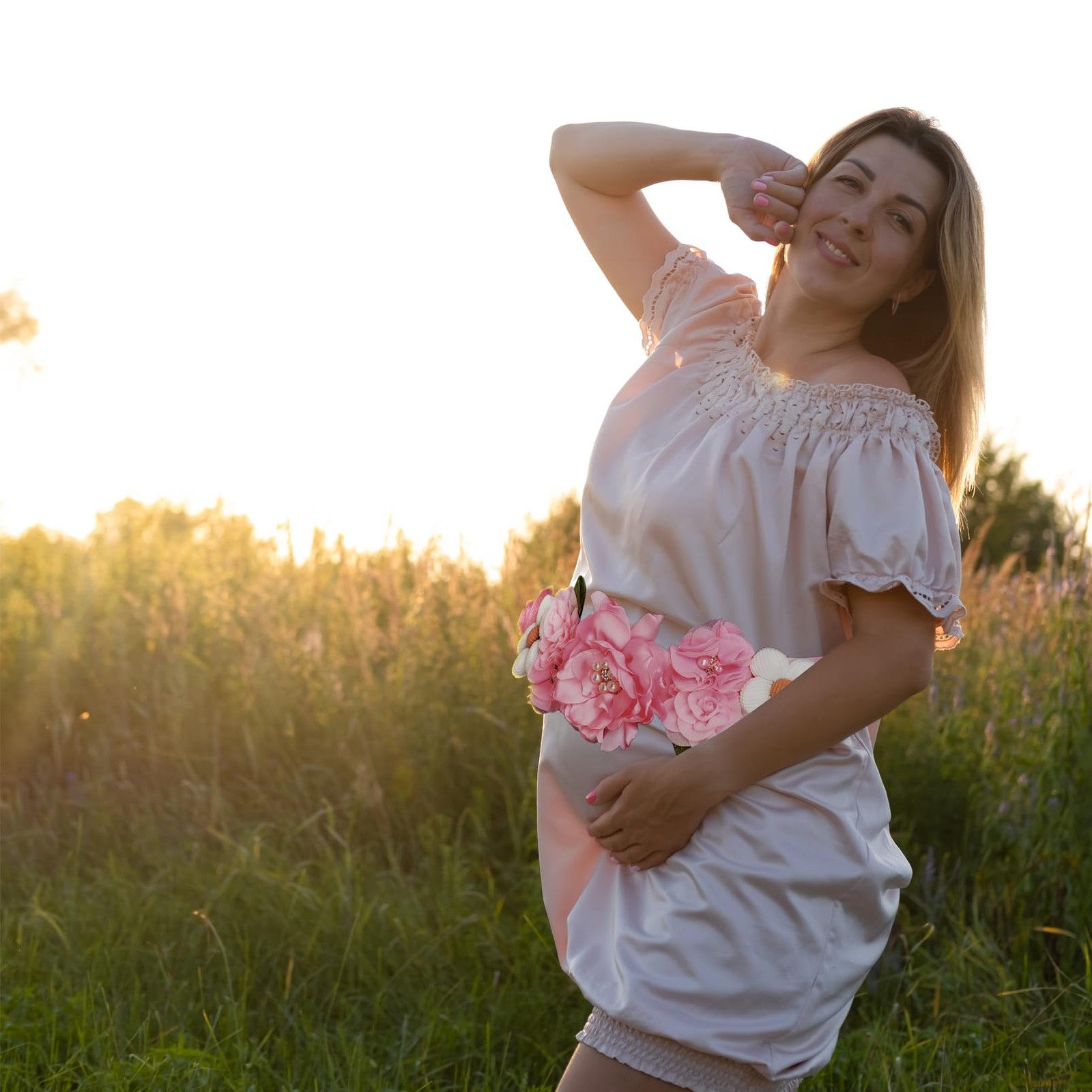 Pink Maternity Sash Set Mommy Daddy To Be Corsage Pin Flower Baby Shower Prop