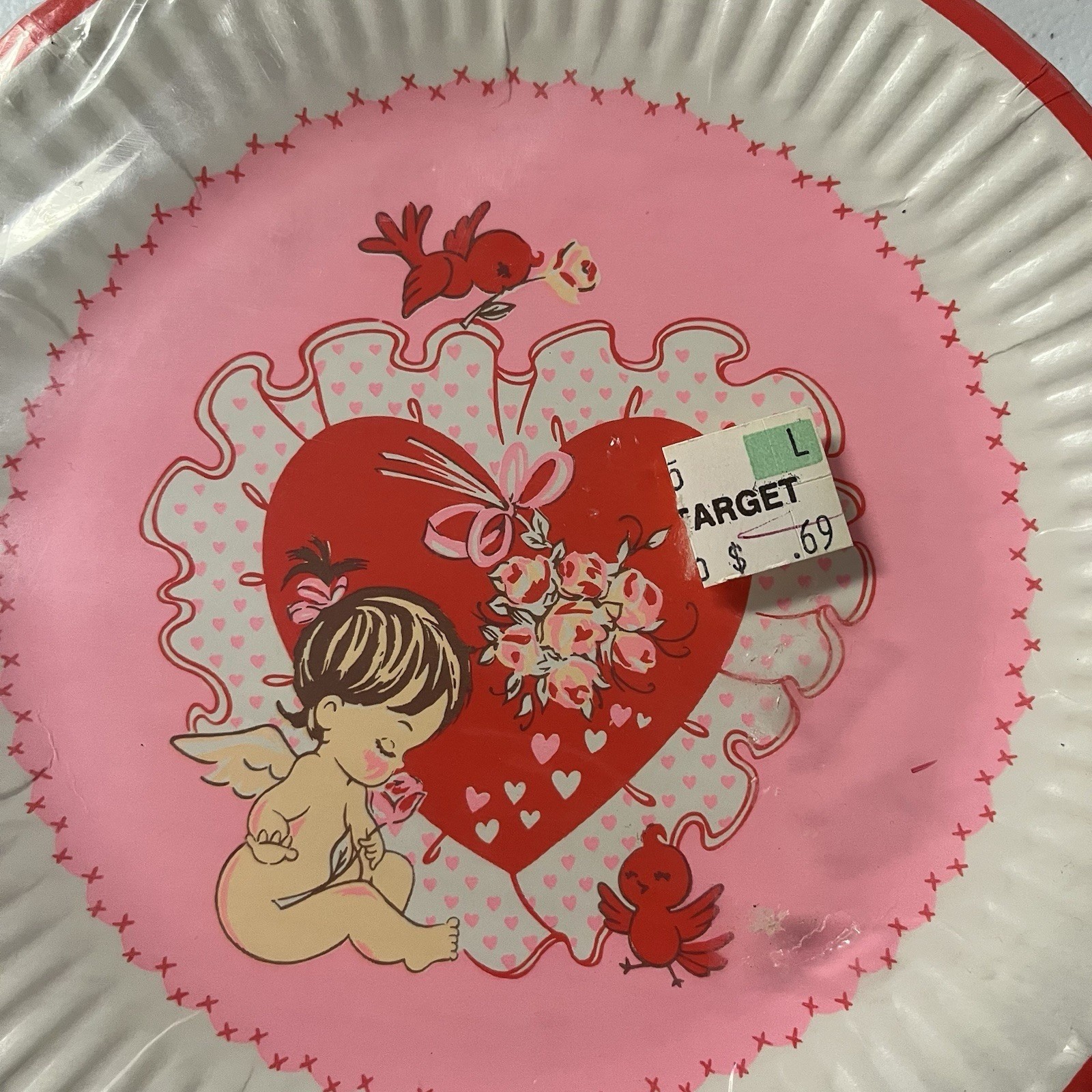 Vintage Reed Valentines Day Plates Hearts Cupid Love 7″ Coated 8 ea Lot Of 4