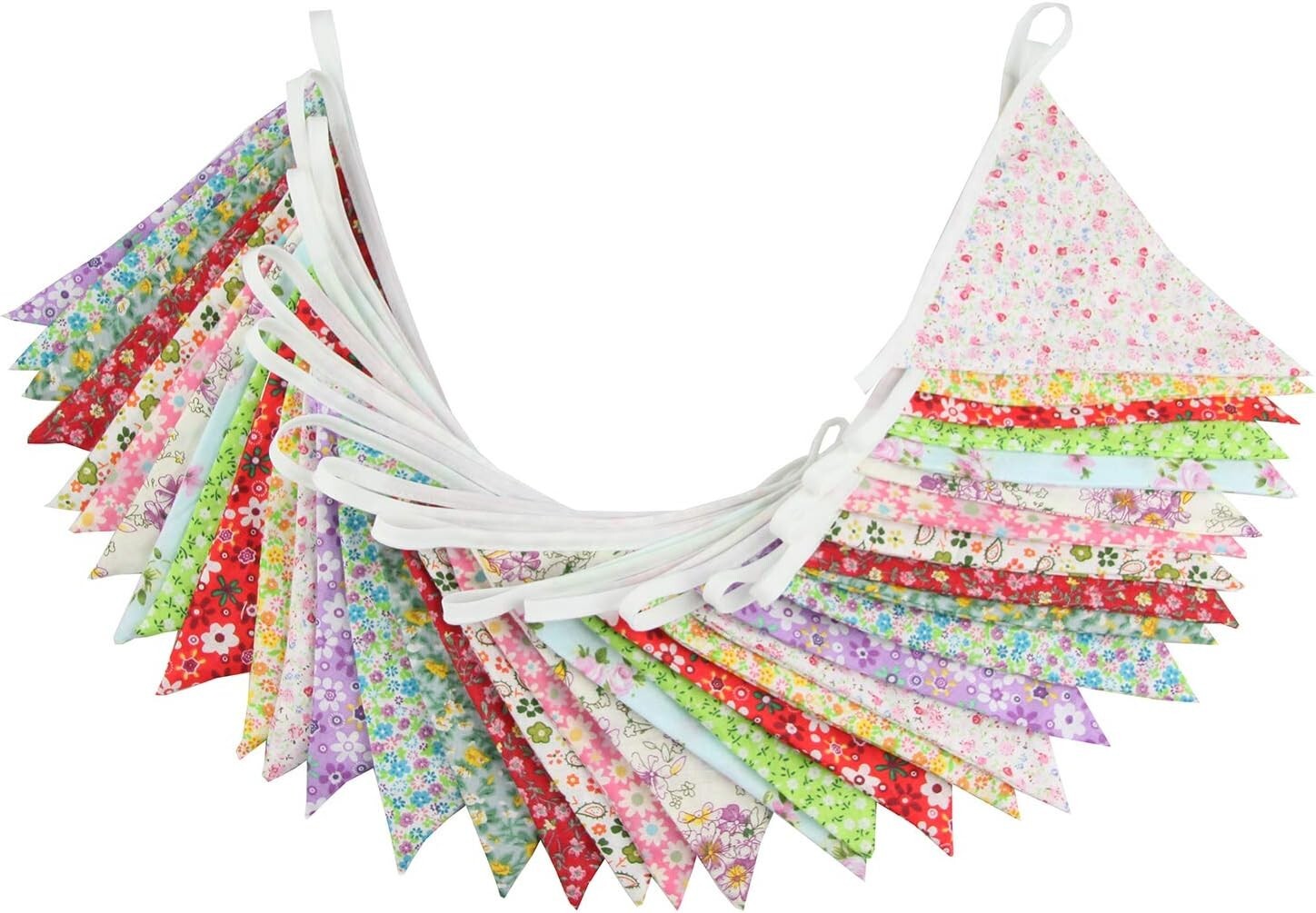 10M/32Ft Triangle Bunting Banner, 36 Pcs Cotton Fabric Flags Pennant Garlands…