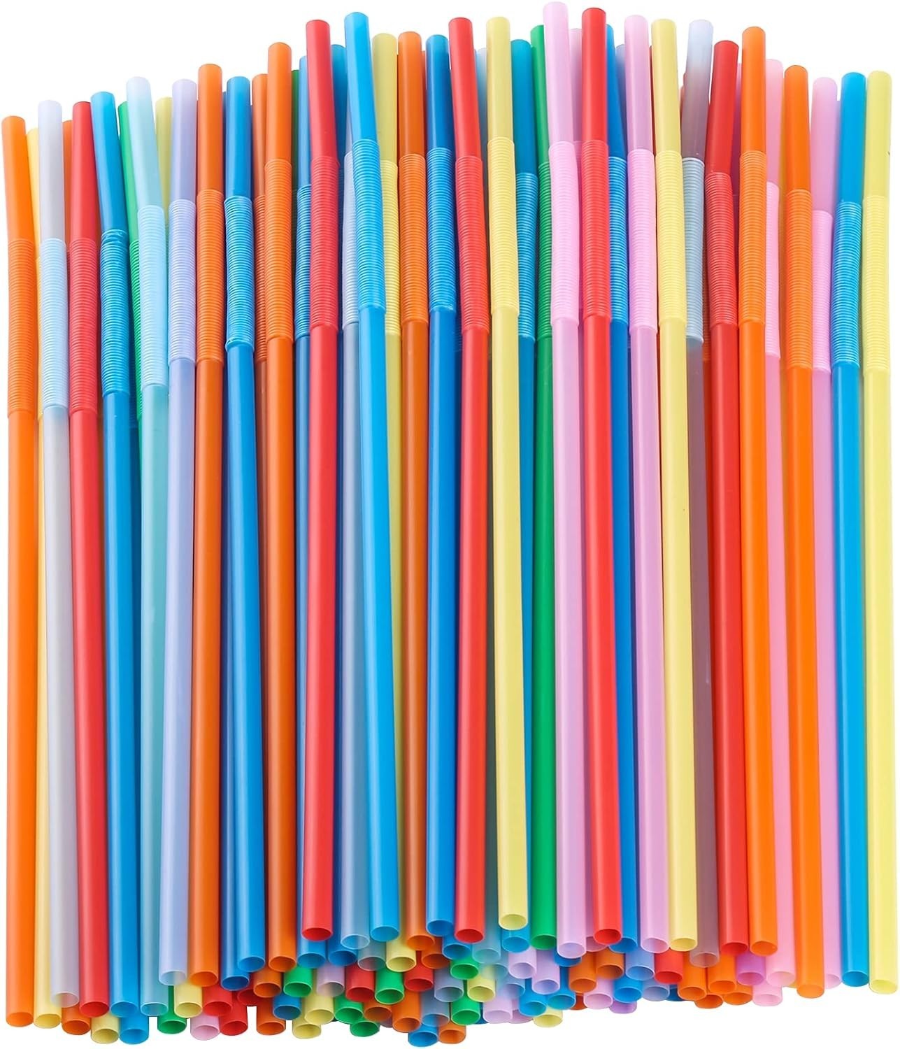 Flexible Bendy Drinking Straws 100 Count 12.8 Inch Long Colorful Polypropylene