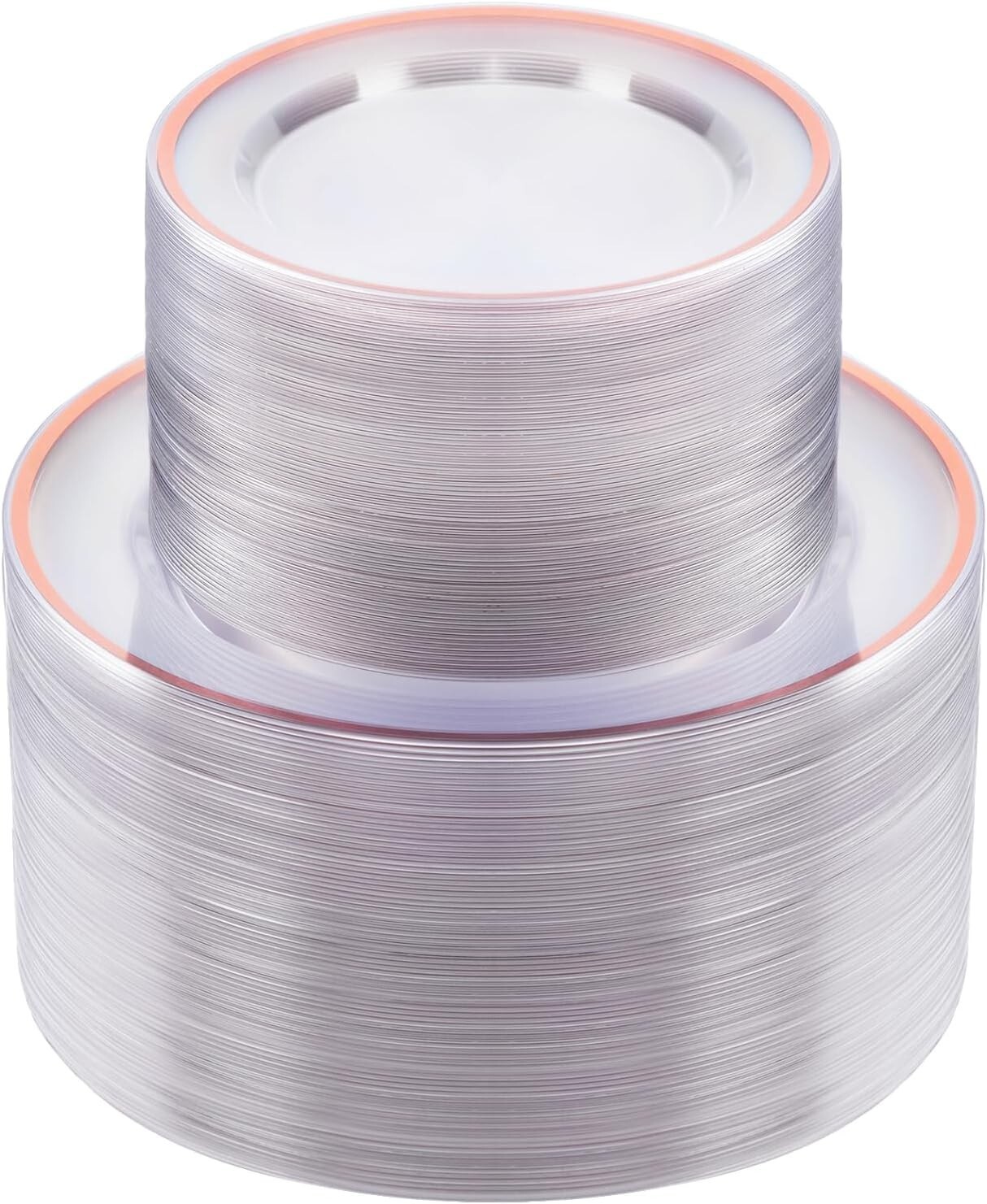 200PCS Rose Gold and Clear Plastic Plates, Rose Gold Disposable Plate Set wit…