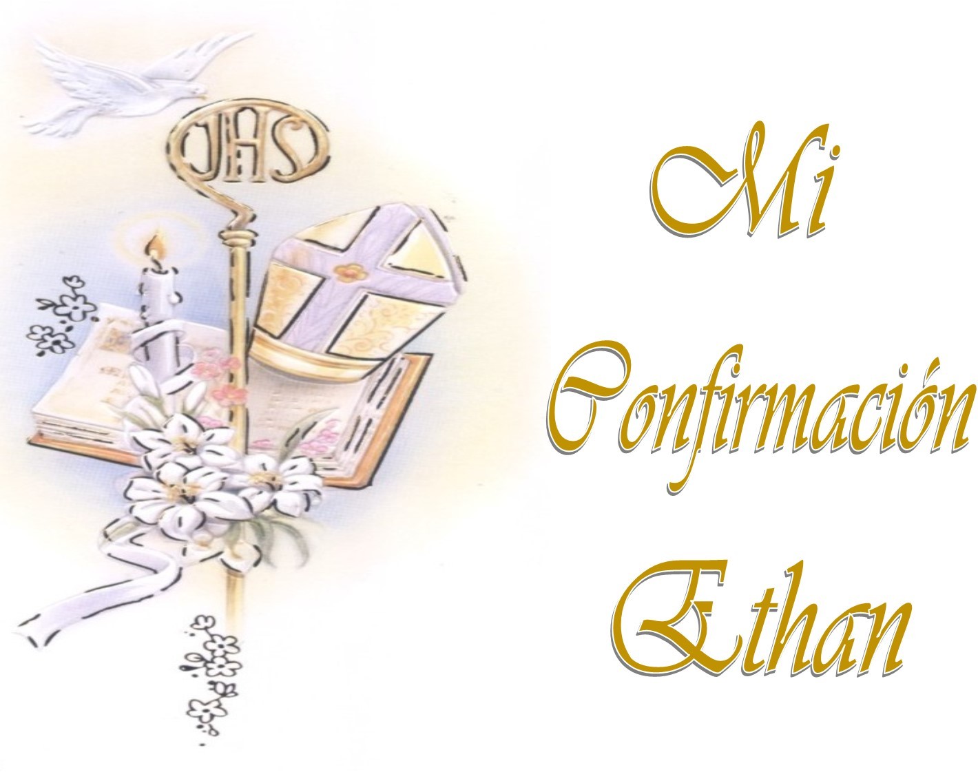 CONFIRMATION EDIBLE CAKE PHOTO IMAGE PERSONALIZED/CUSTOM(ENGLISH/SPANISH)