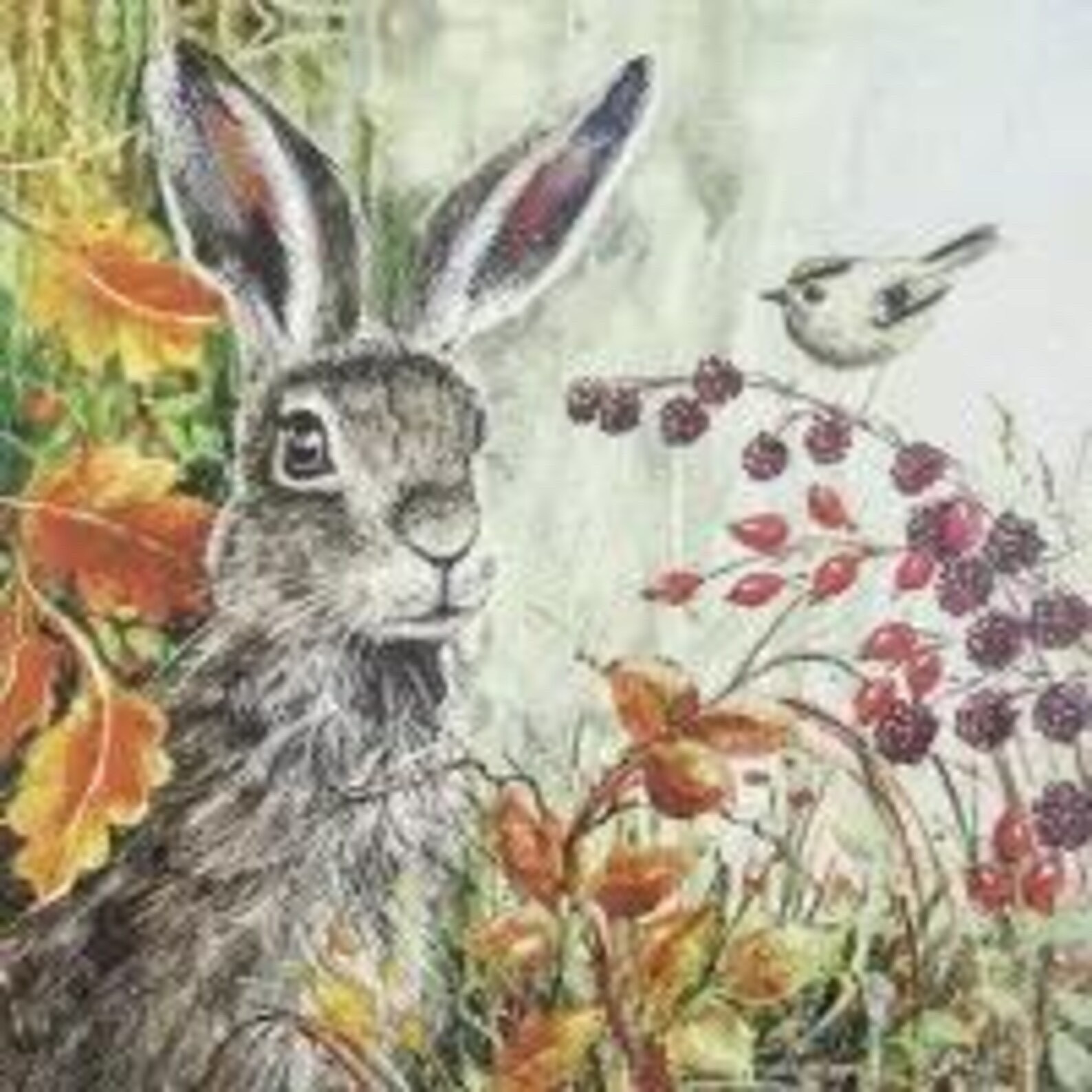 Rabbit in Autumn Paper Napkins NIP Package of 20 Home Fashions Imported Germany