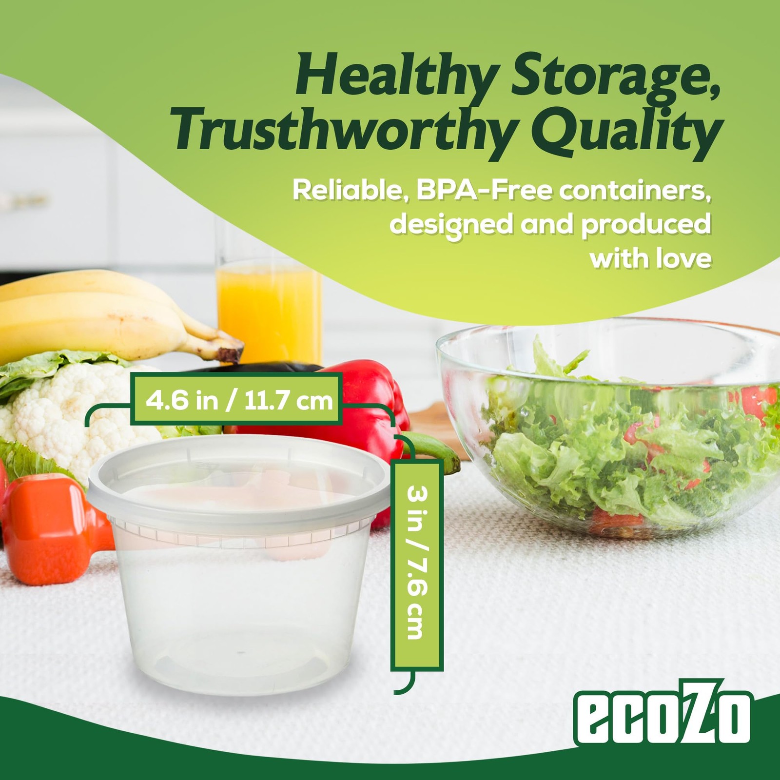 ecoZo 16 oz. Food Storage Containers with Lids [50 Sets] – Soup, Slime, Ice Crea