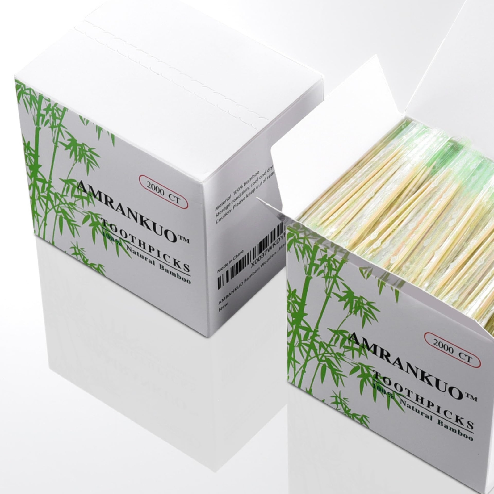 Bamboo Wooden Toothpicks with Individually Wrapped Package| 2000-Count round Too