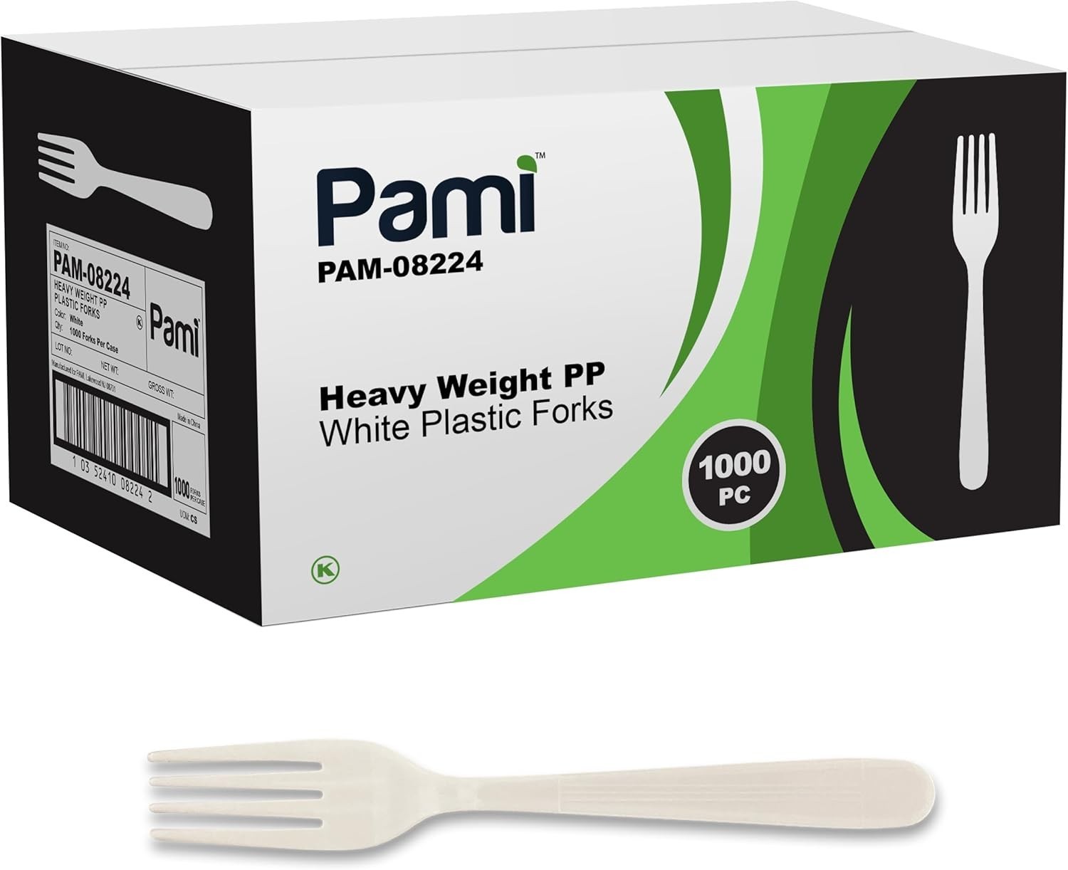 PAMI Heavy-Weight Disposable Plastic Cutlery 1000Ct Forks Knives Spoons White