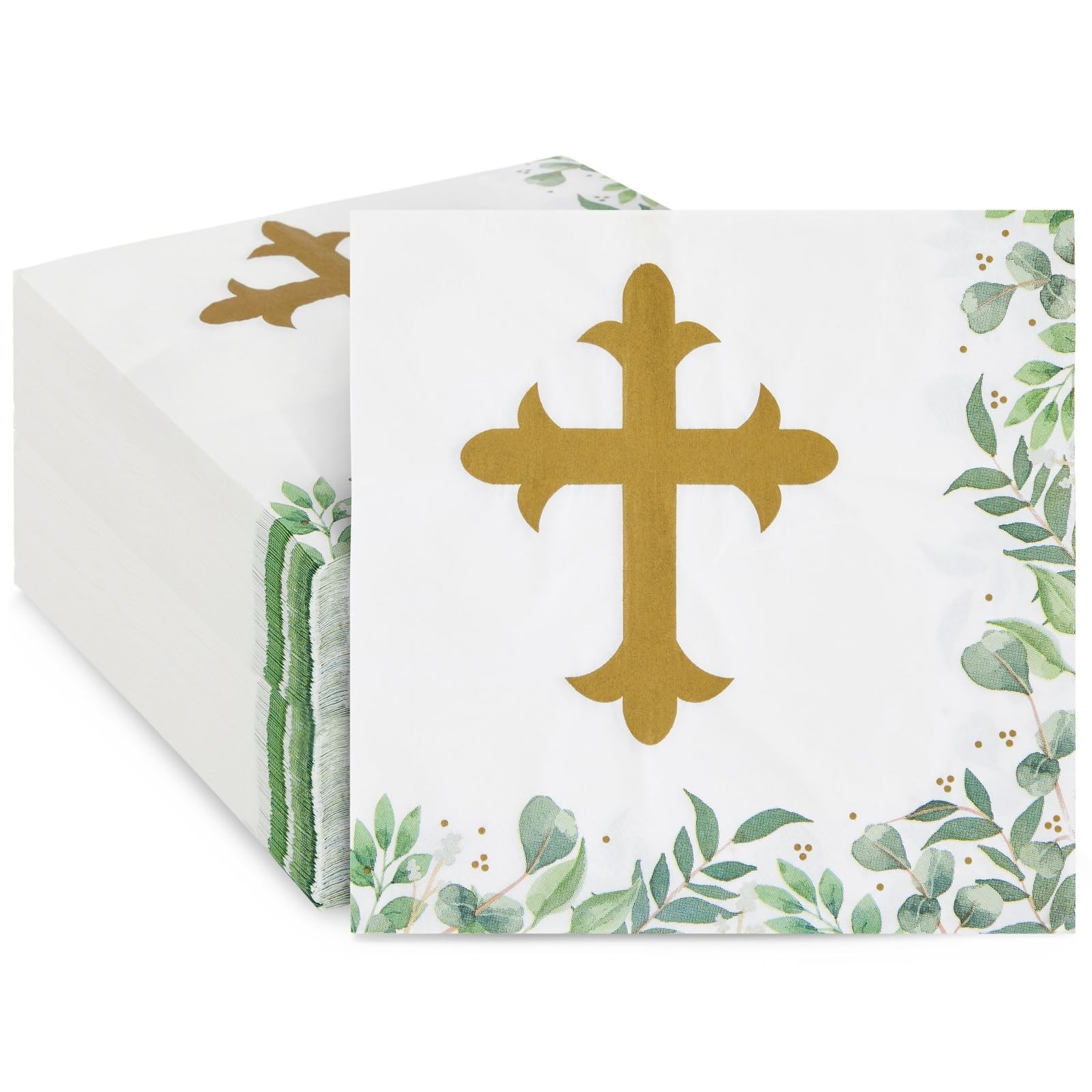 Sparkle and Bash Baptism Napkins 13 x 13 inches,6.5 x 6.5 inches, Multicolor