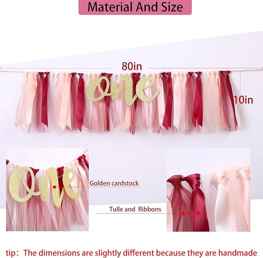 Tutu 1st Birthday Banner – Highchair Decoration, Tulle Garland
