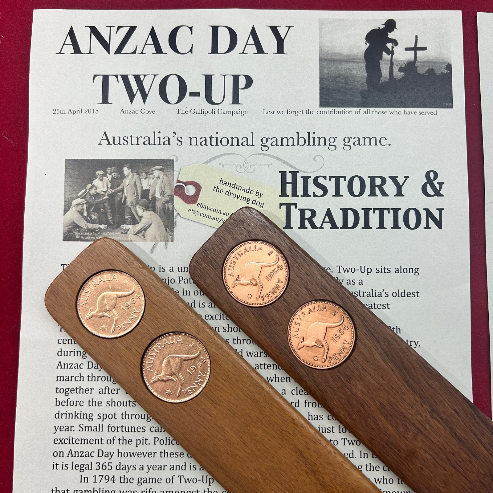 1930 Australian Penny Collectable Two-Up Game. More years Anzac Day