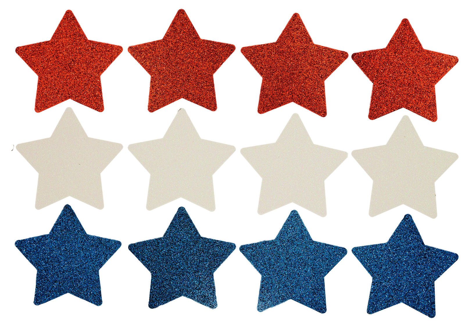 Patriotic Red, White & Blue Glitter Stars, 3.2 Inches each
