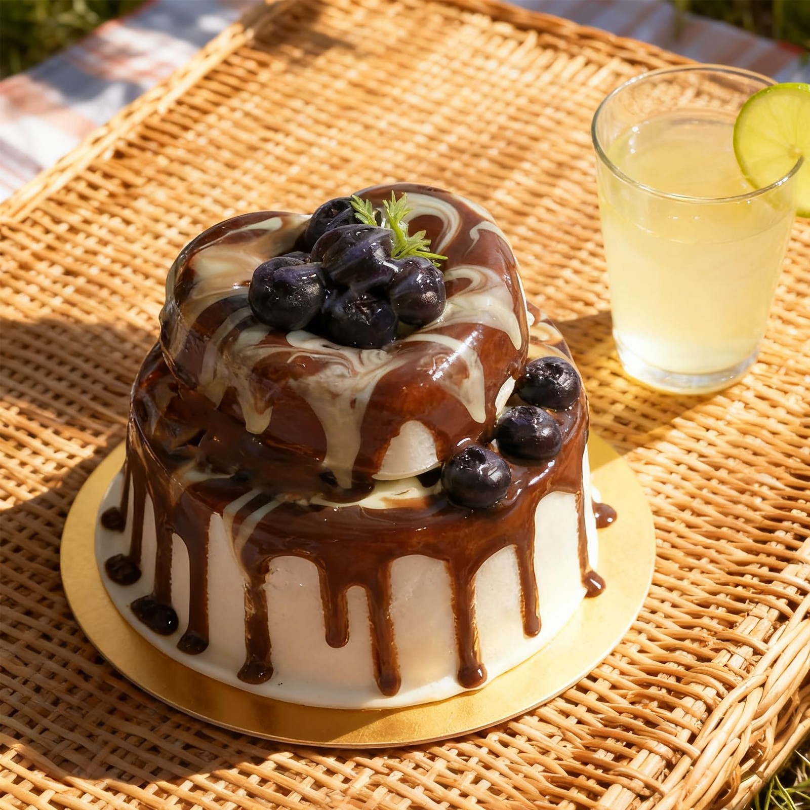 Fake Cake Dessert Artificial Cream Chocolate Jam Blueberry Food Model Prop
