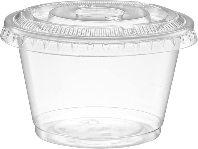4 oz Clear Diposable Plastic Portion Cups With Lids Small Mini Containers