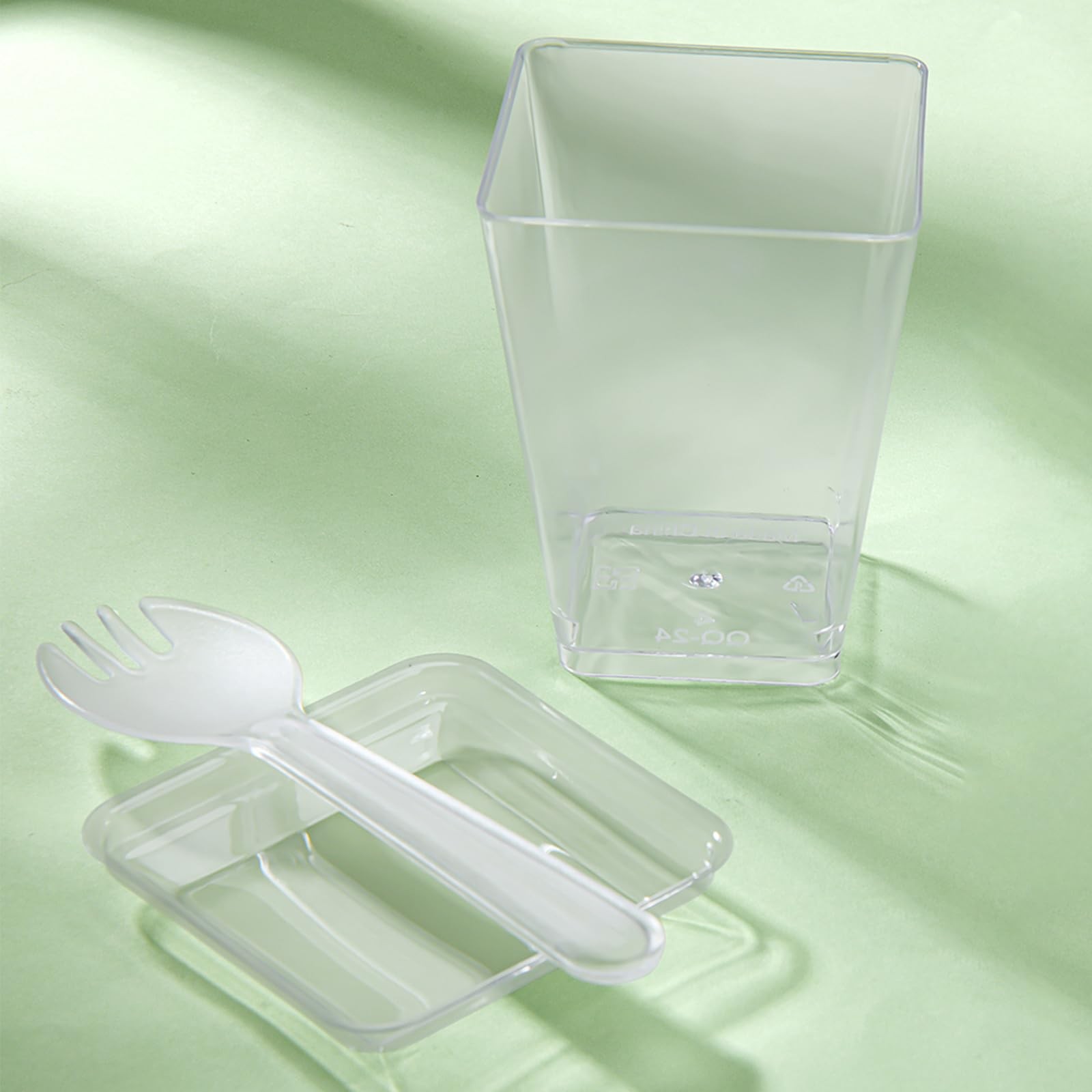 100 PCS Clear Dessert Cups With Lids Spoons 5.4oz Mini Square Parfait Cups