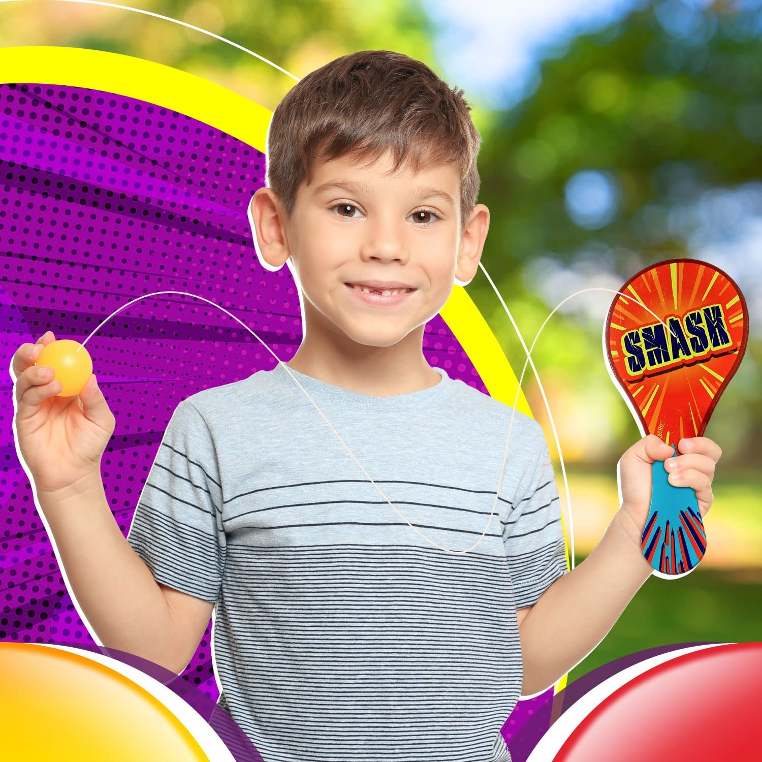 WoodenPaddle Ball with String Pack of 3 Vintage Retro Toys Paddle Ball Set | …