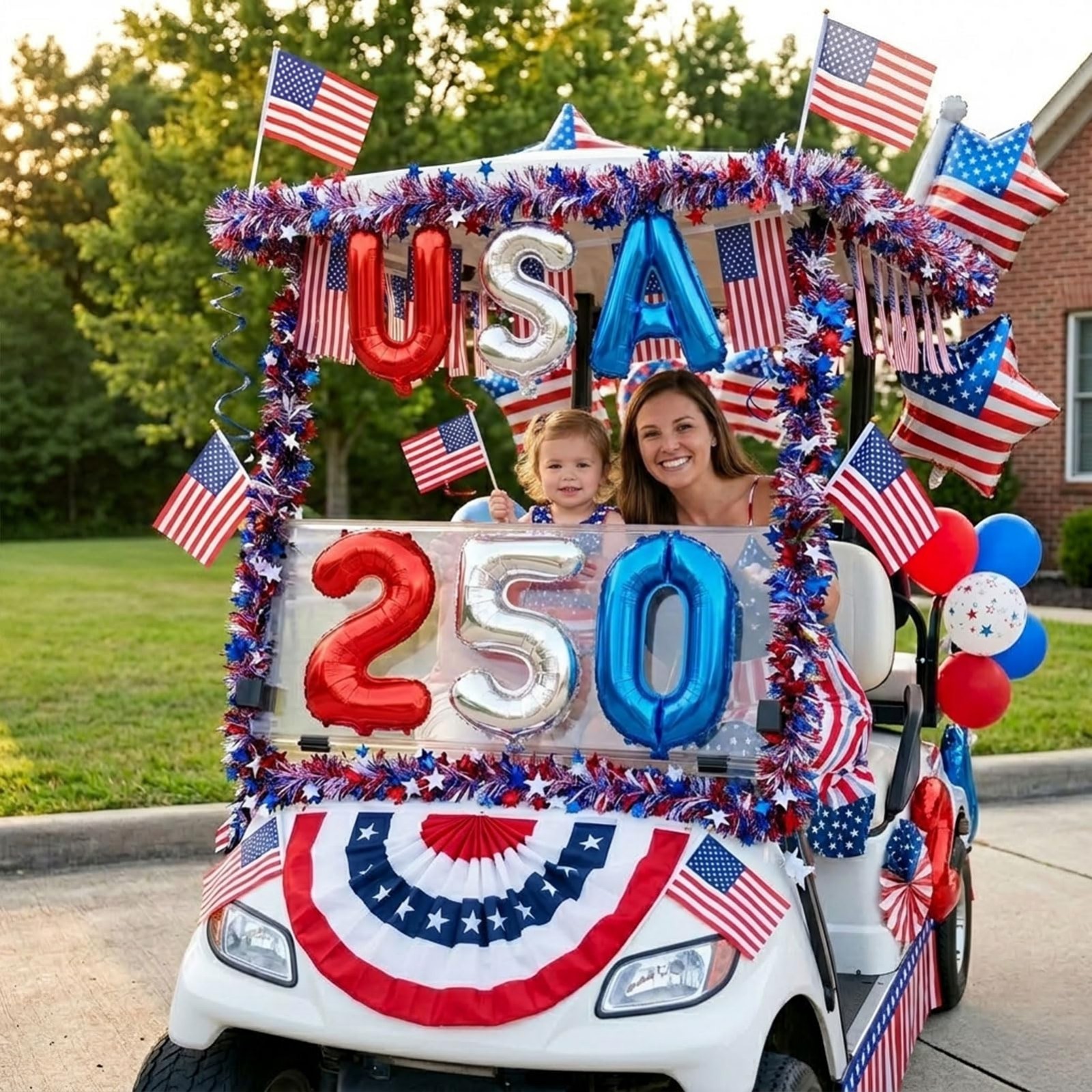 4th of July Golf Cart Decorations Kit, 250th Anniversary USA Patriotic Parade