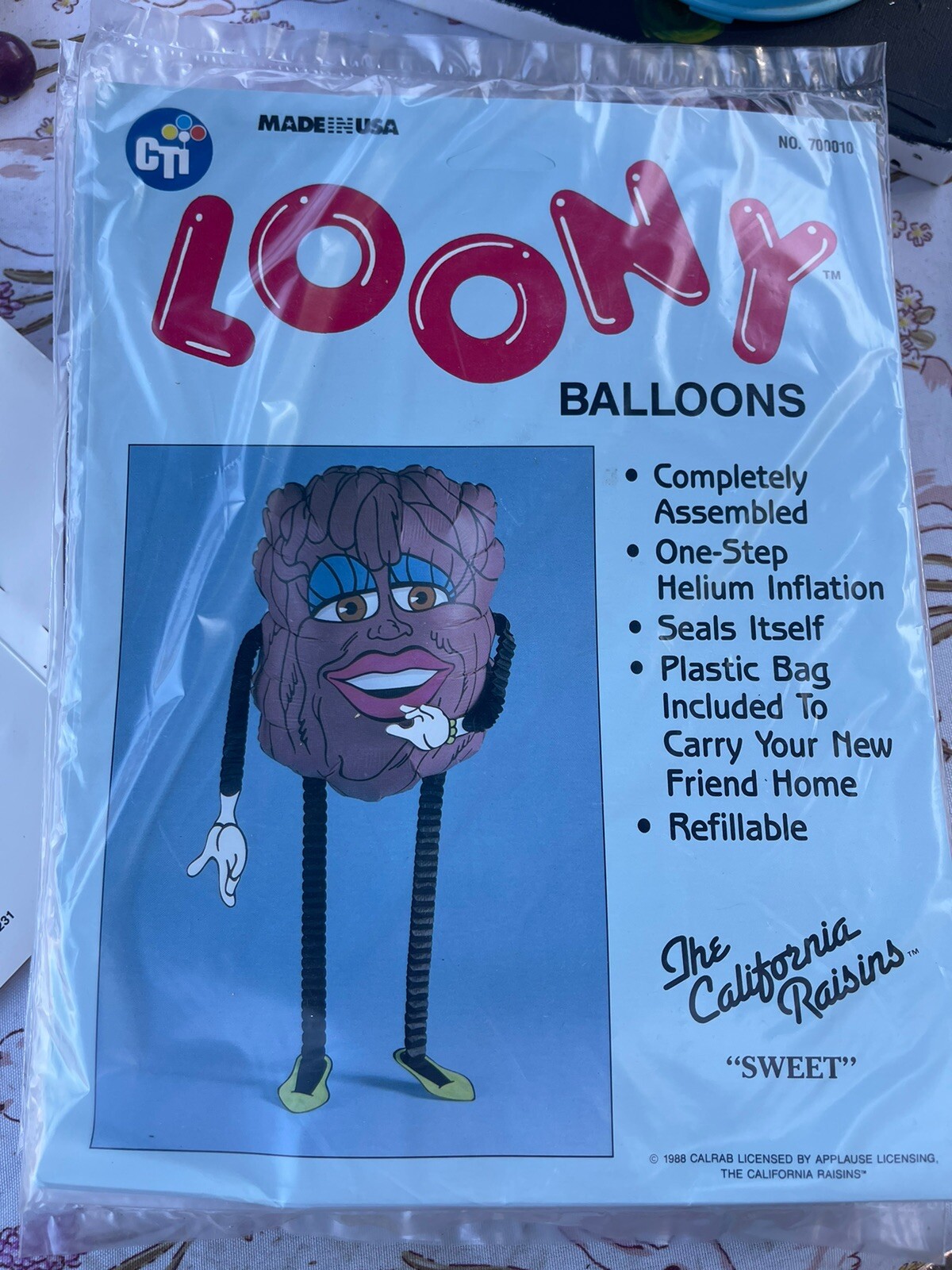 Loony Balloons 1988 The California Rasins “sweet” Rare