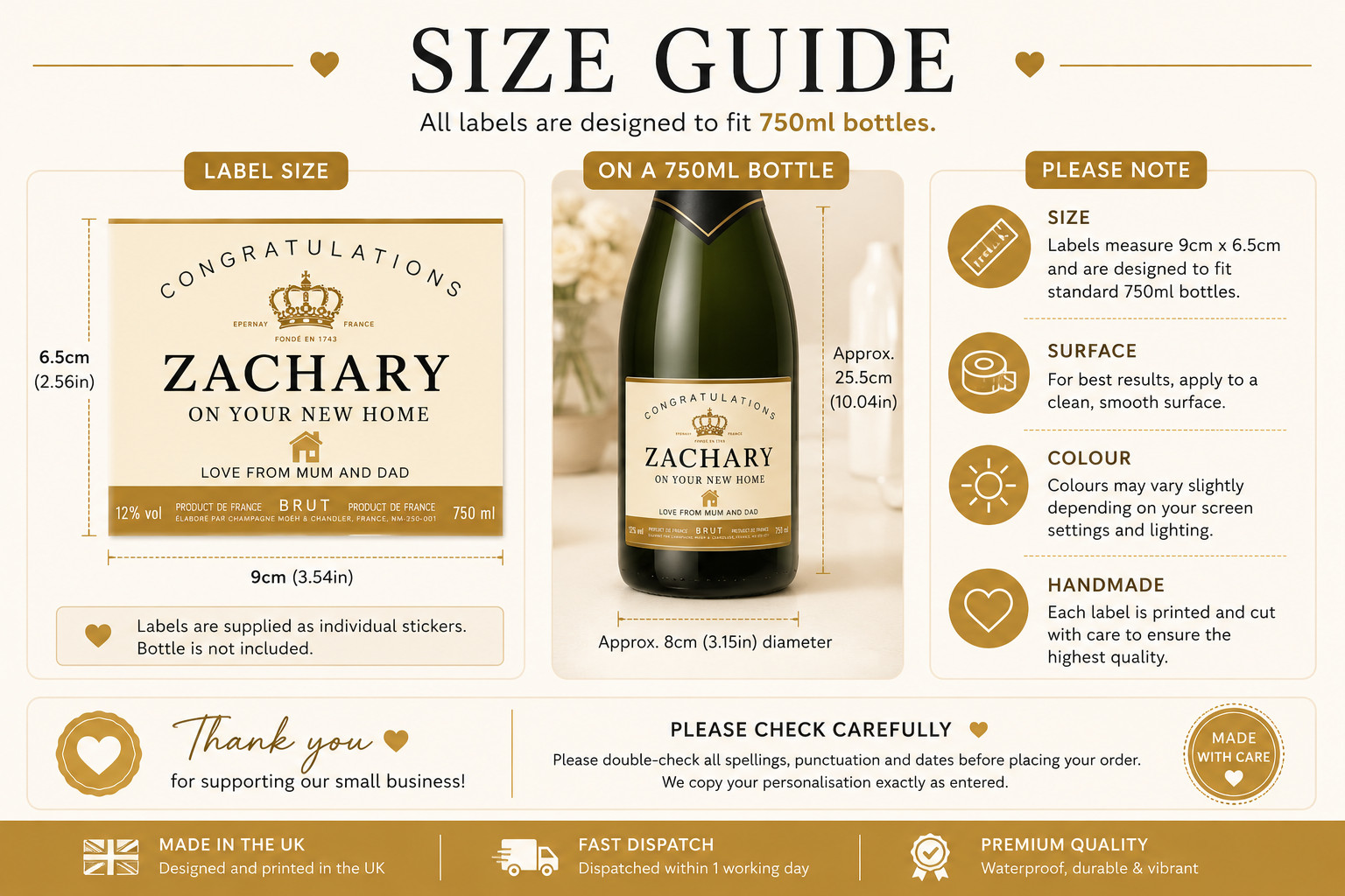 Personalised Champagne Bottle Label Sticker Any Occasion Wedding Birthday Gift