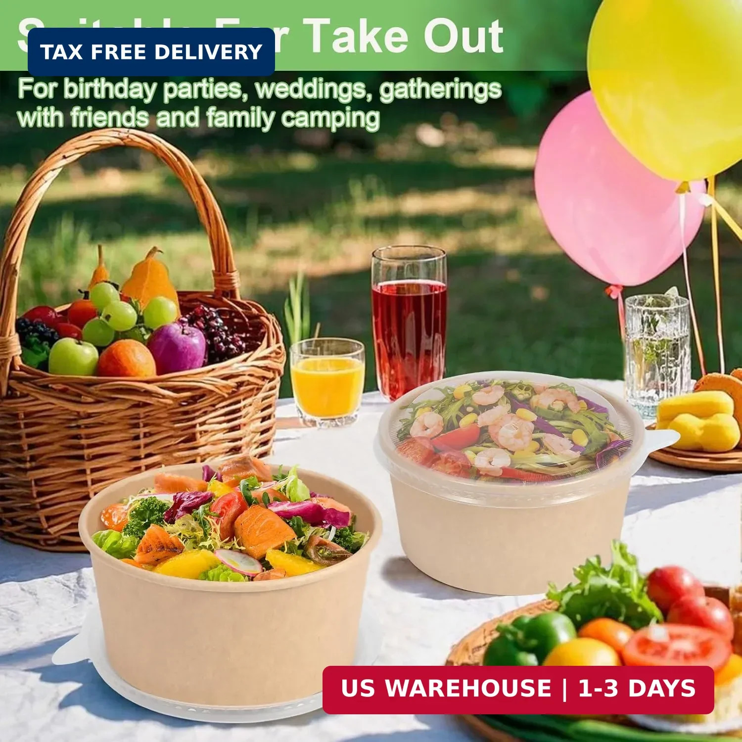 50 Pcs 32 Oz disposable meal prep containers，paper bowls with lids，disposable so