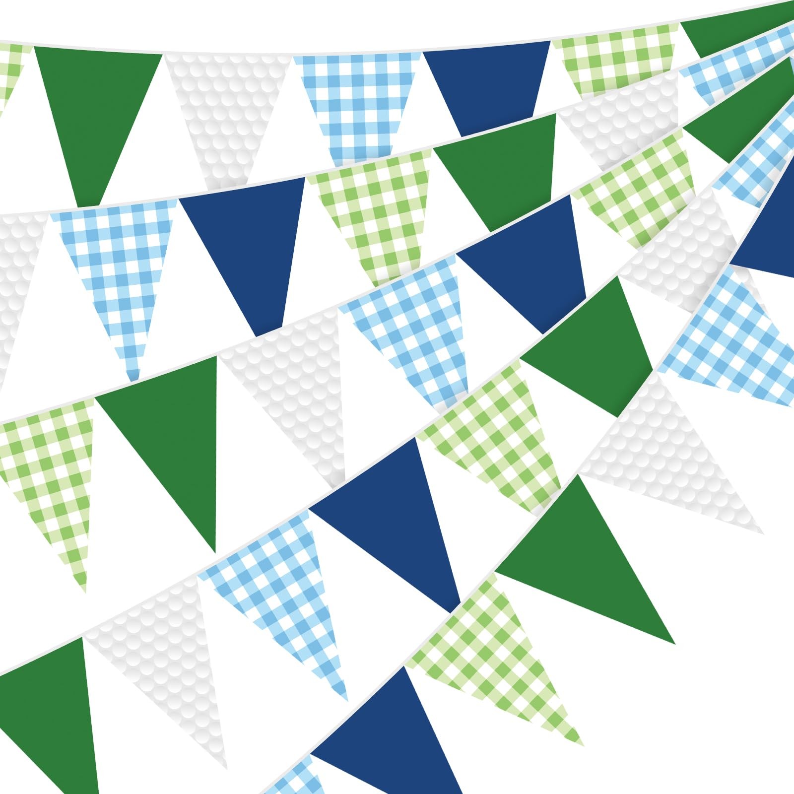 49.21 ft 60 Pieces Golf Party Pennant Banner Flags Decor Gingham String Trian…