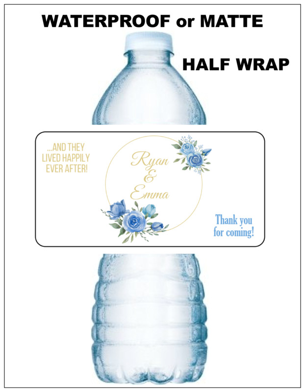 20 WEDDING RED or BLUE ROSES Personalized Water Bottle Labels or any occasion