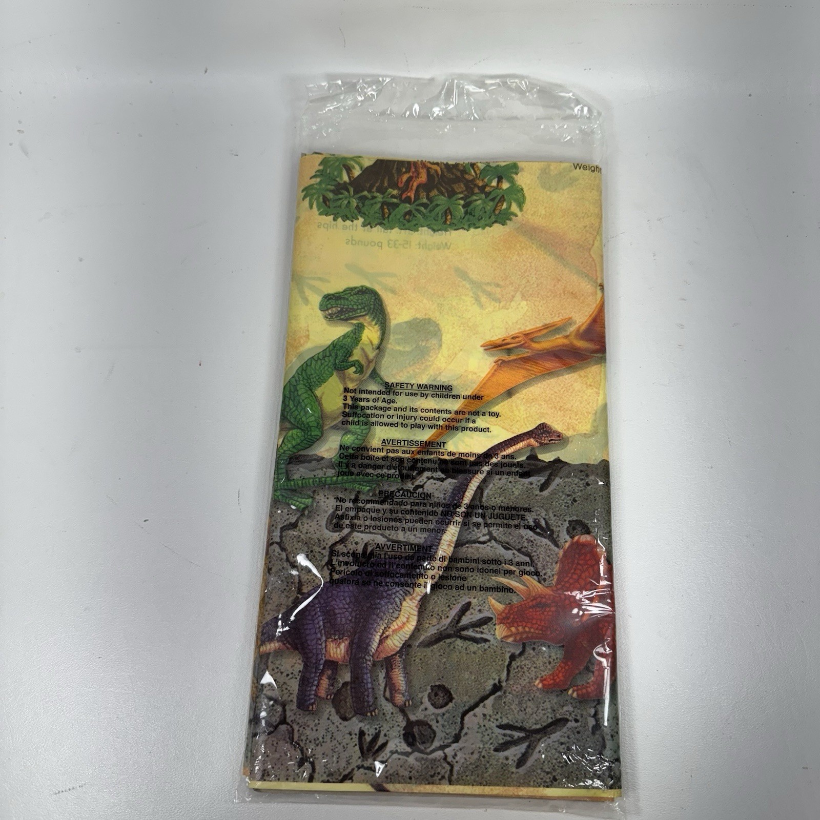 Dinosaur Plastic Paper Tablecover 54×108 in Creative Expressions New Dino Facts