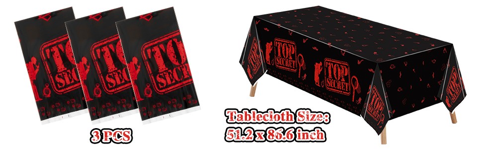 3PCS Spy Party Tablecloths for Kids Birthday Secret Agent Theme Table Covers Spy