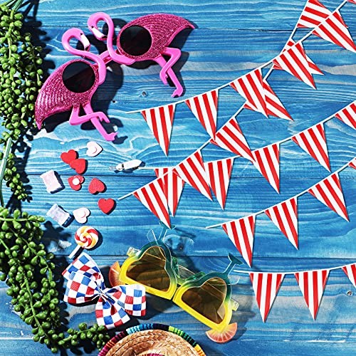 5 Sets 160 ft 100 Pieces Carnival Circus Bunting Banner Red and White Striped