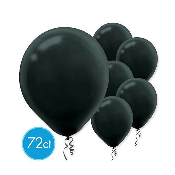 Black Solid Color Latex Balloons – Packaged, 72ct – Halloween Party Decorations