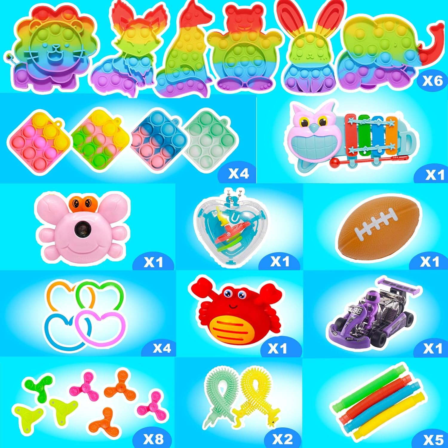 120-Piece Fidget & Variety Toy Pack – Kids Party Favors & Goodie Bag Fillers