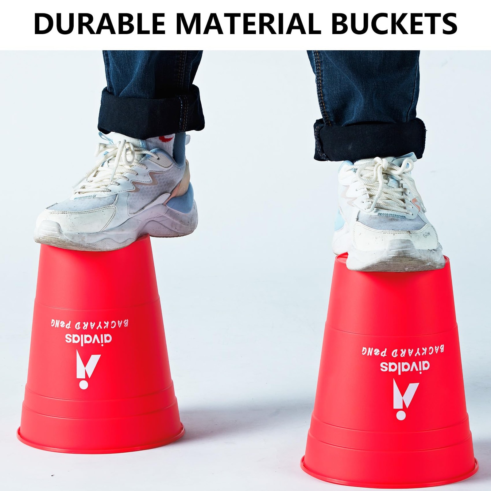 Aivalas Yard Pong Giant Outdoor Toss Games XL Buckets with Giant, Red