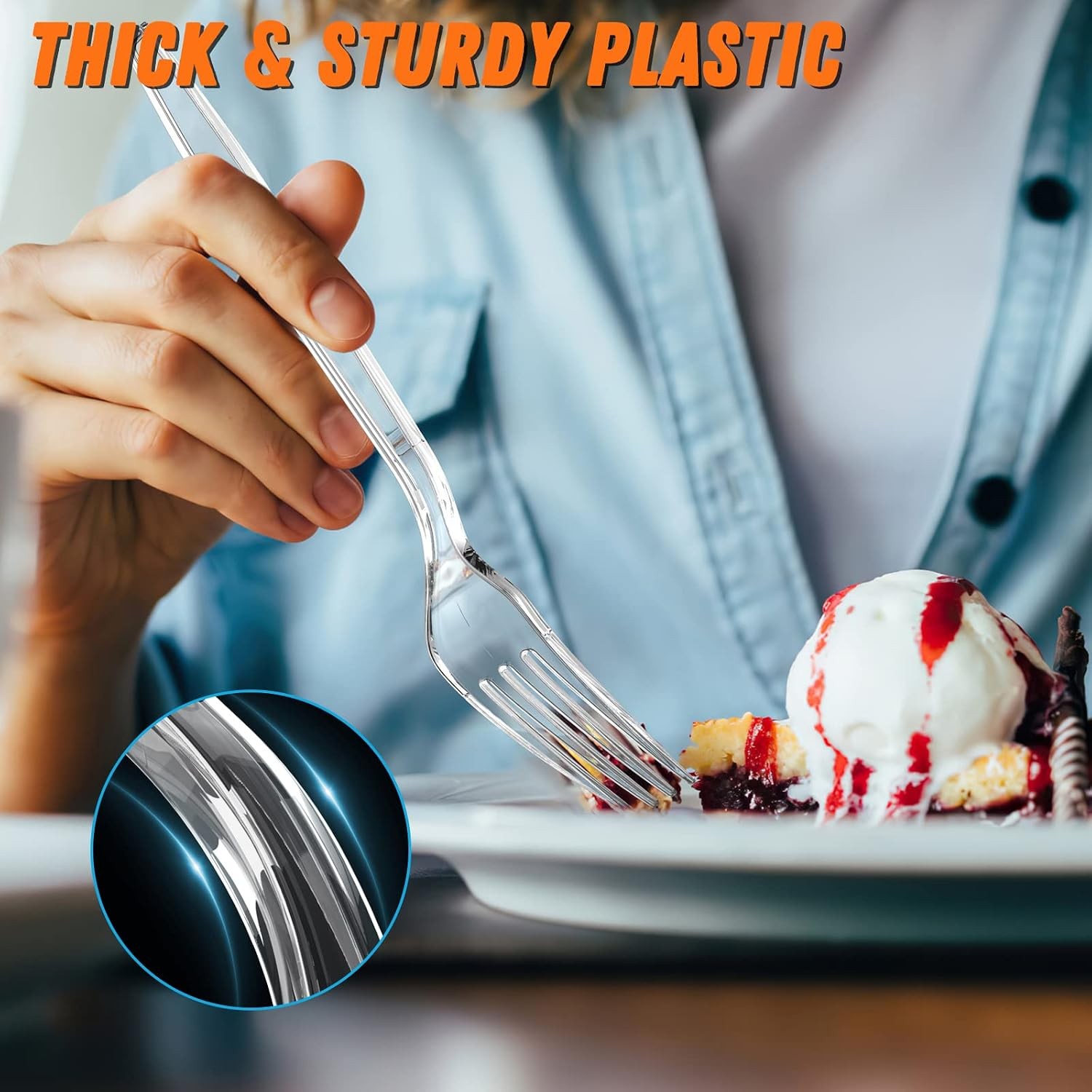360pc 7.1″ Clear Plastic Forks Heavy Duty with Heat Resistant & BPA Free, Solid