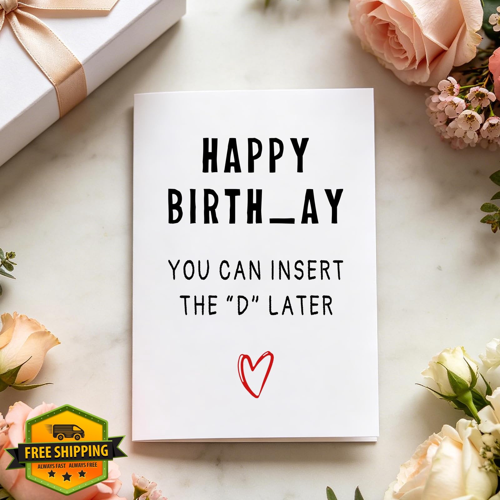 GIFTGRIN White Gag Birthday Card for Men