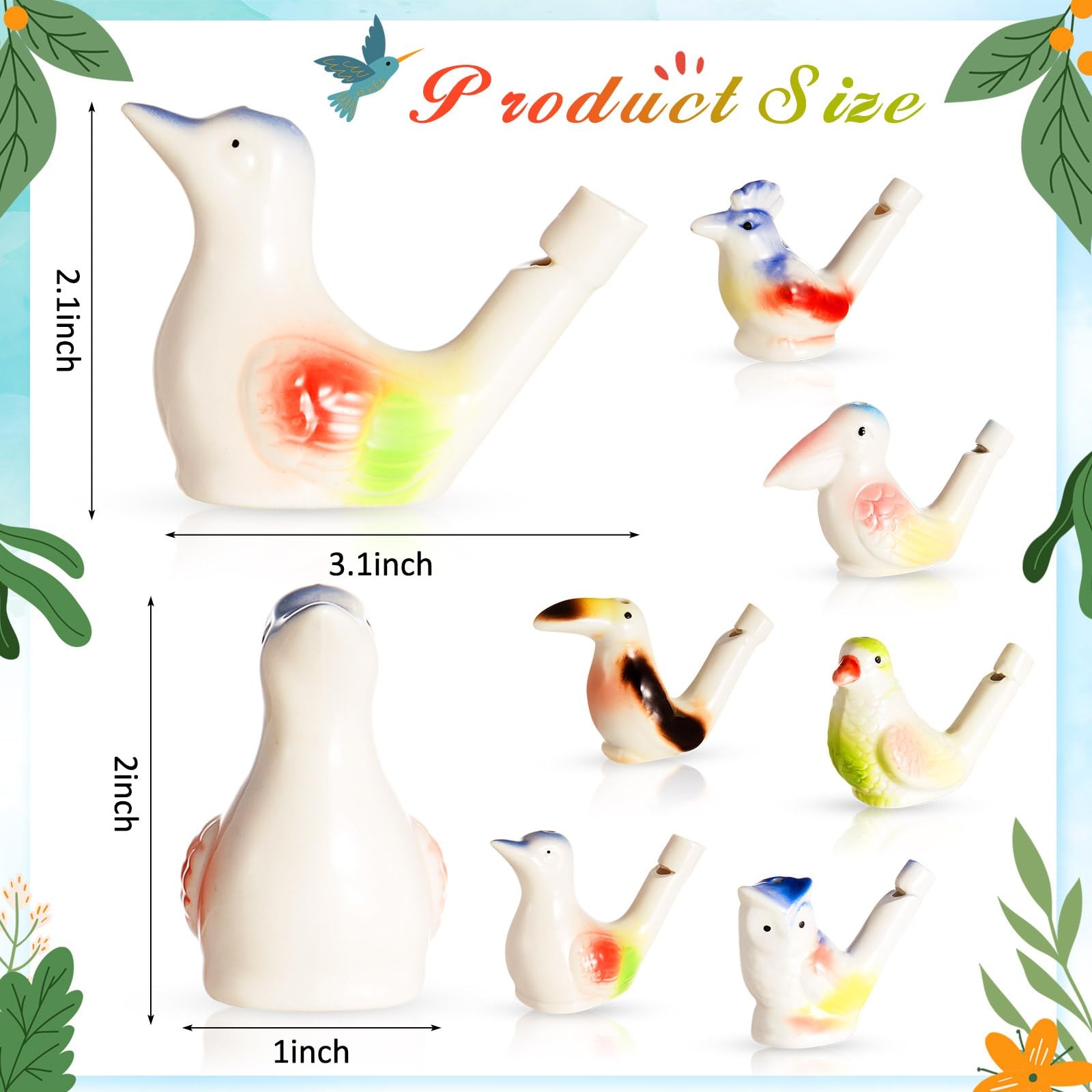 6 Pcs Bird Water Whistles for Kids Ceramic Bird Call Whistles Colorful