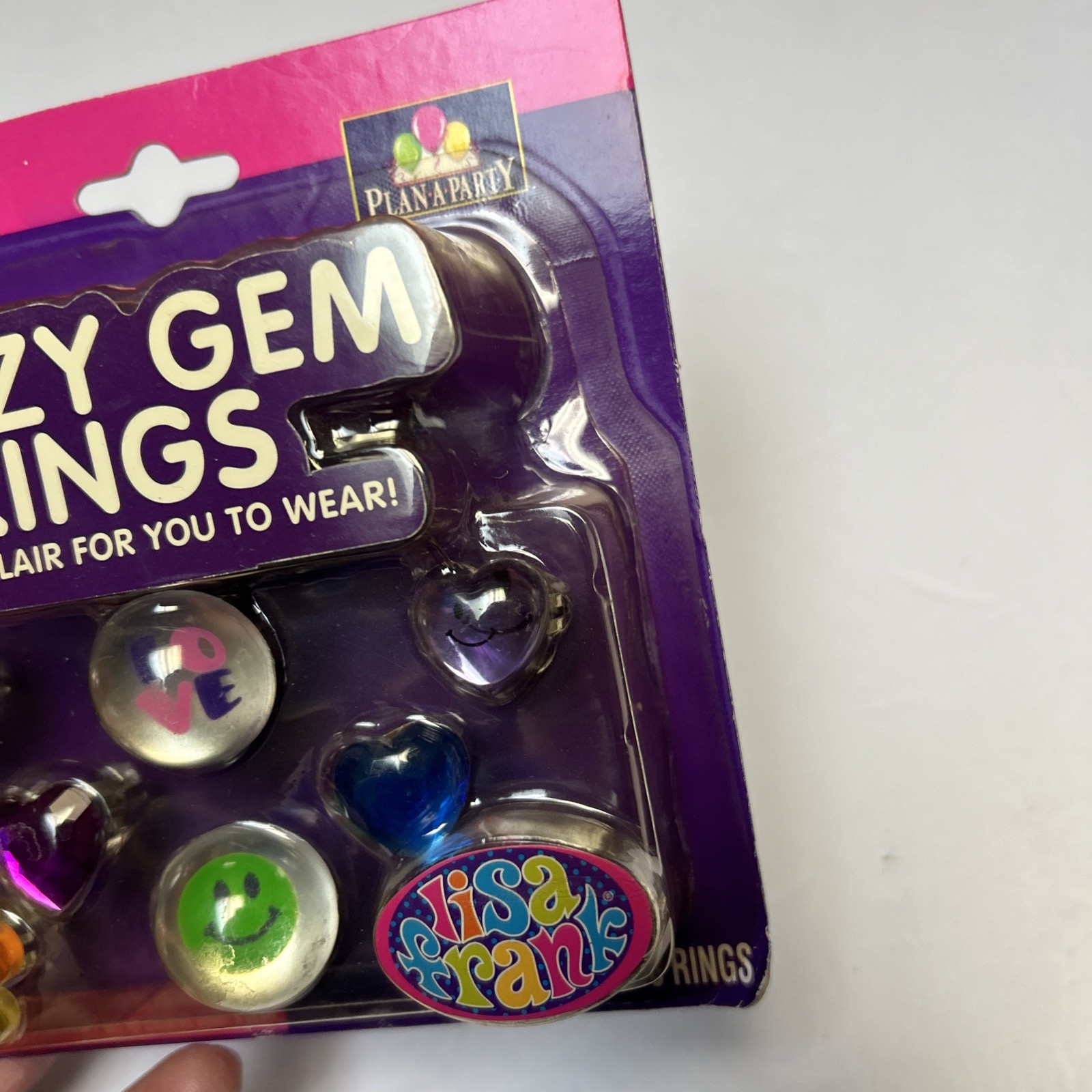 VTG Lisa Frank Party Favor NEW SEALED Valentines 8 Jazzy Gem Rings LOVE Hearts