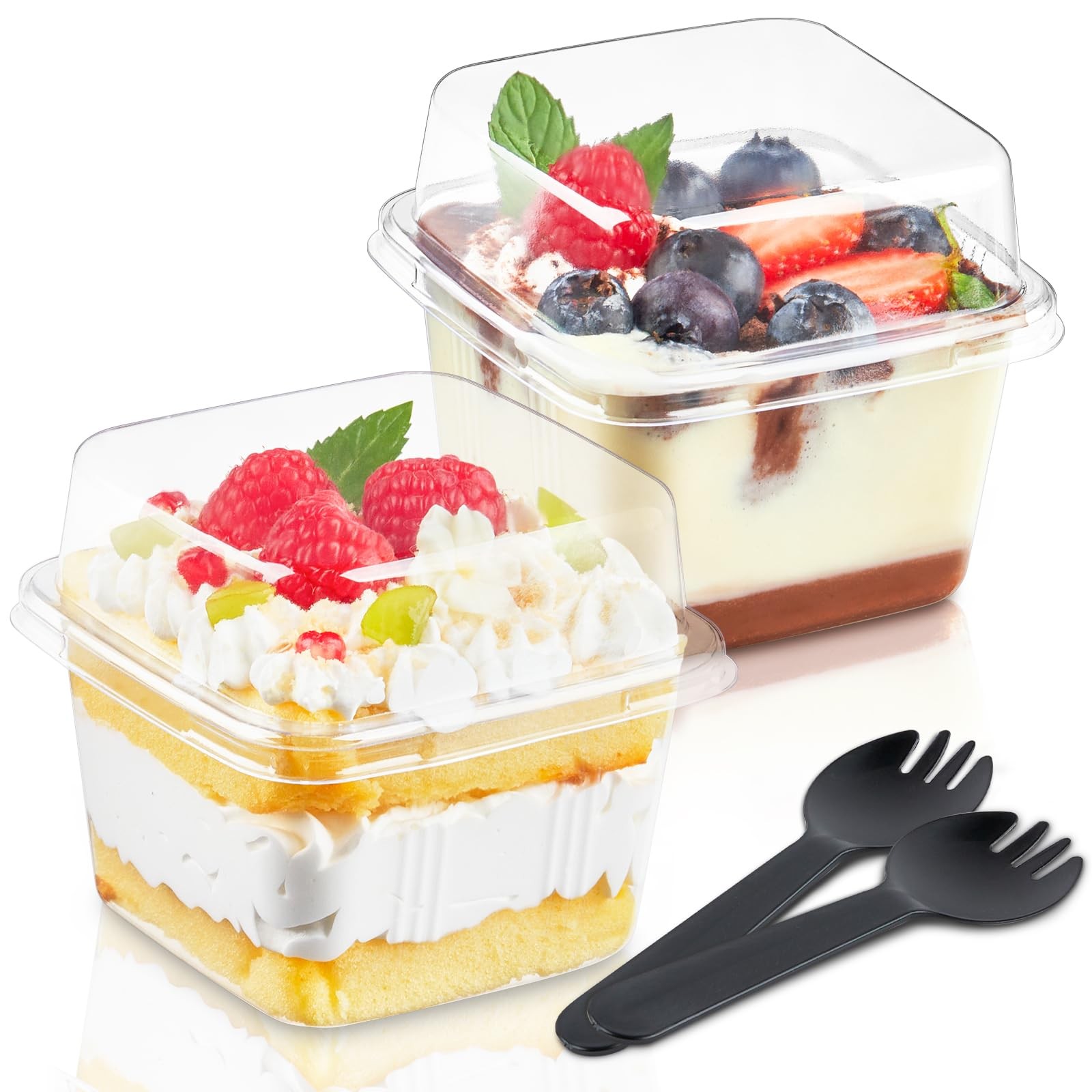 Dessert Cups 50PCS 8oz Plastic Cups with Lids and Spoons