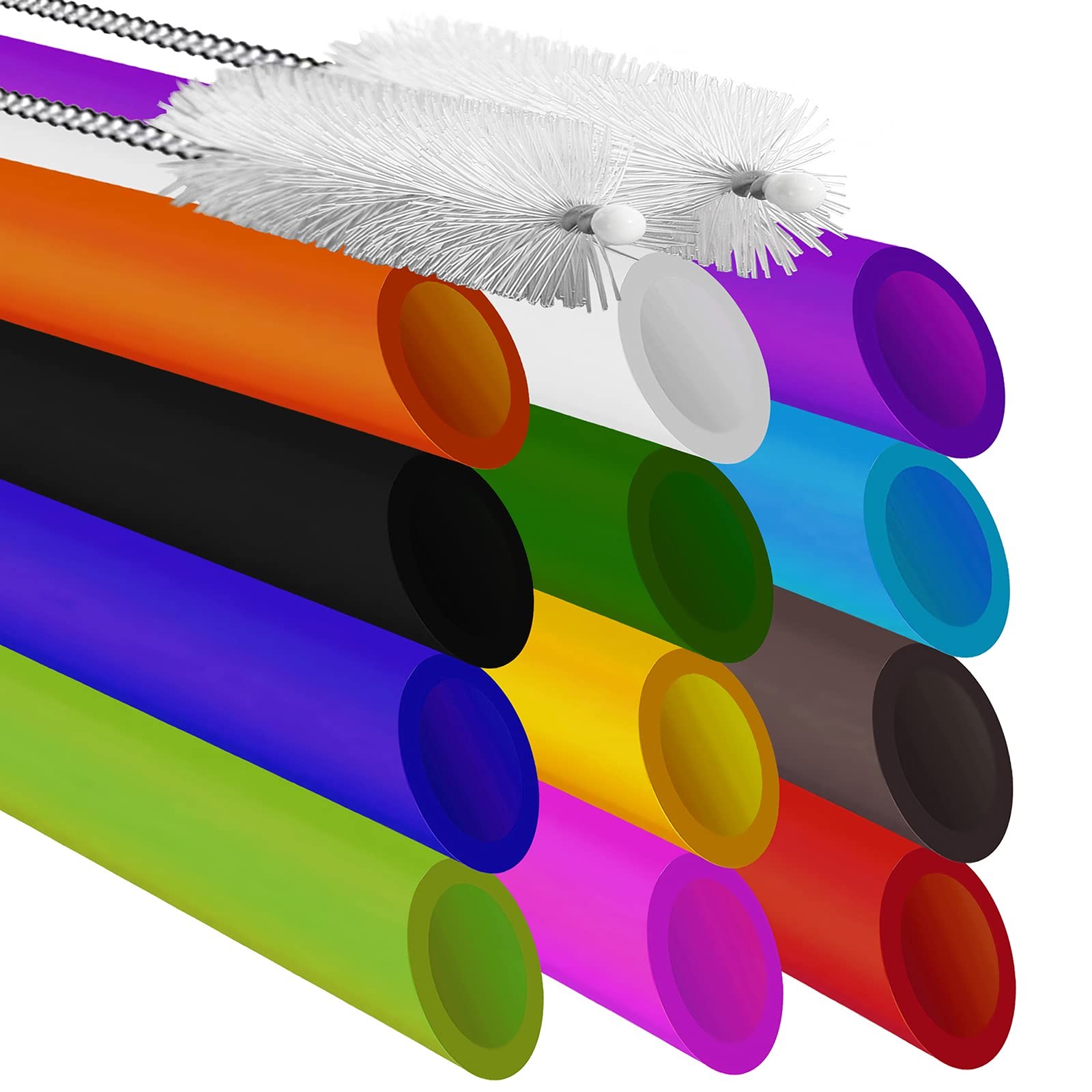 ALINK 12 PCS Reusable Boba Straws, 10.5 Long x 0.51 Wide Colored Plastic Smoothi