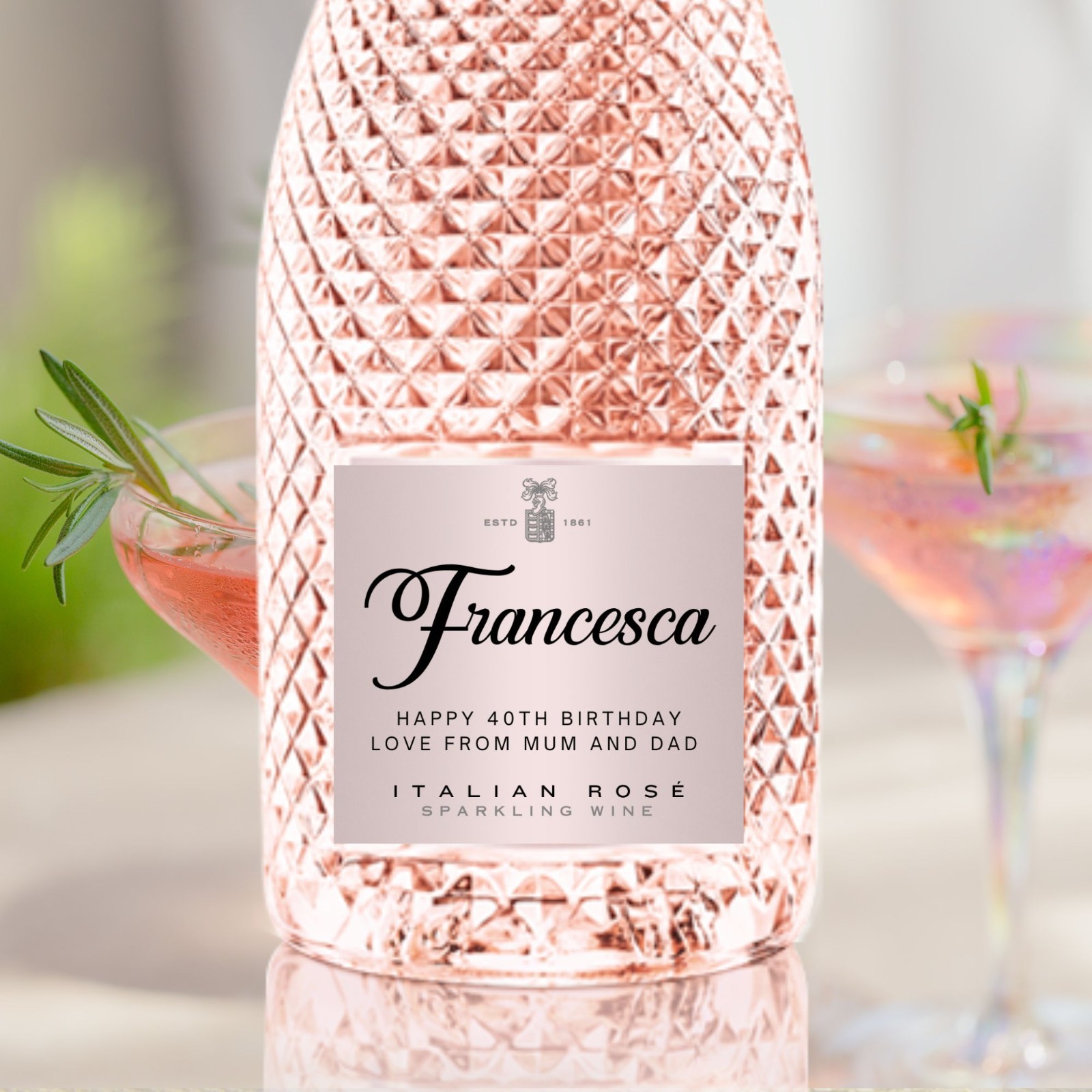 Personalised Prosecco Bottle Label Champagne Wine Gift Sticker for Any Occasion